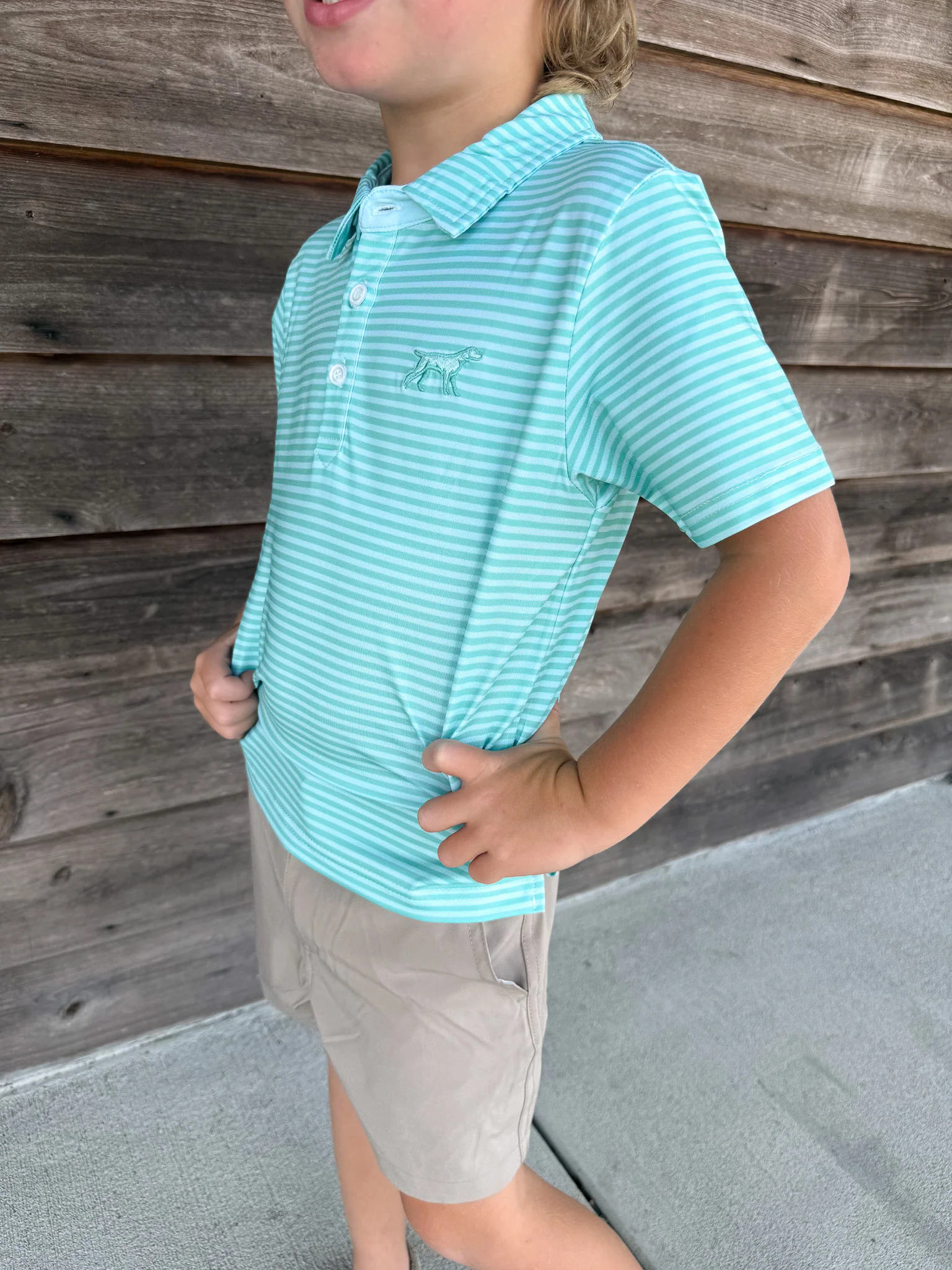 Youth Fieldstone Signature Performance Polo in Seafoam - Image 5