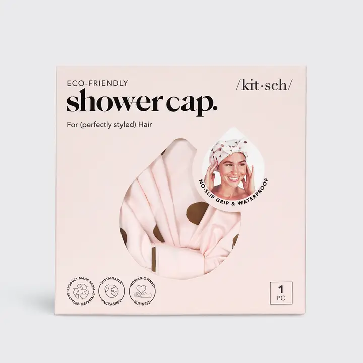 Kitsch Luxury Shower Cap - Blush Dot - Image 4