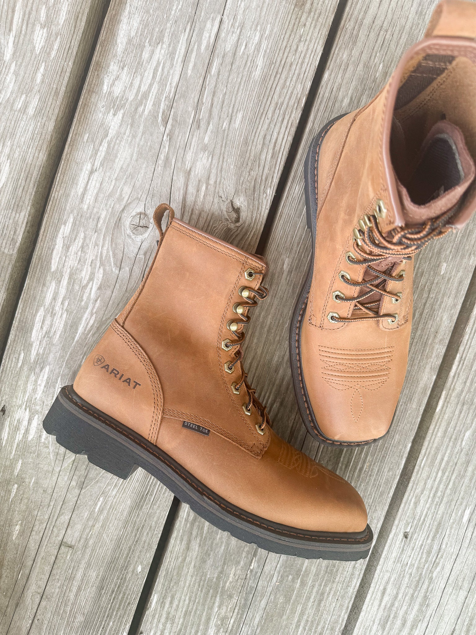 Men's Ariat Cascade 8" Wide Square Toe Steel Toe Work Boot - Image 3