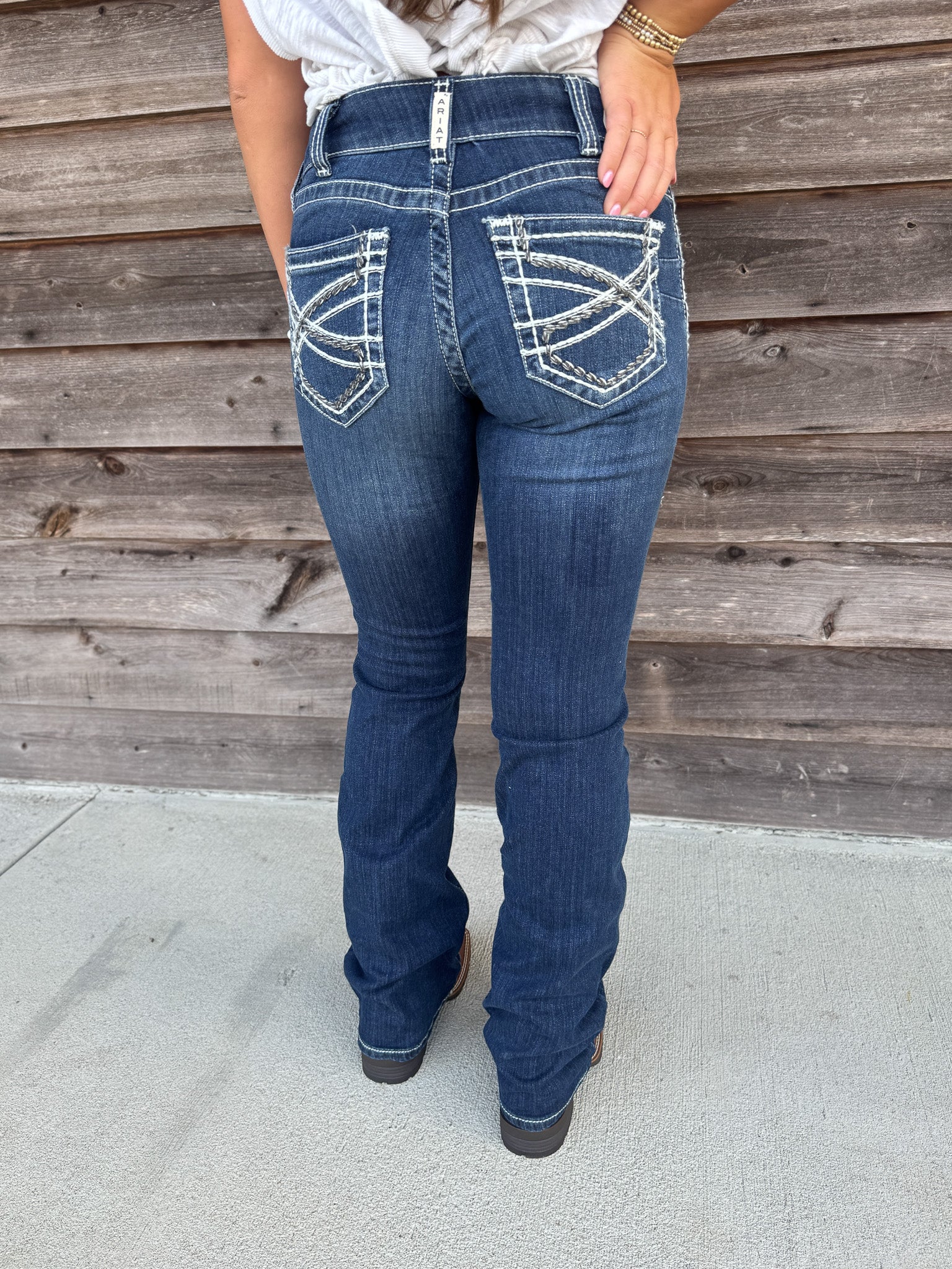 Women's Ariat R.E.A.L. Mid Rise Stretch Entwined Boot Cut Jeans - Image 4