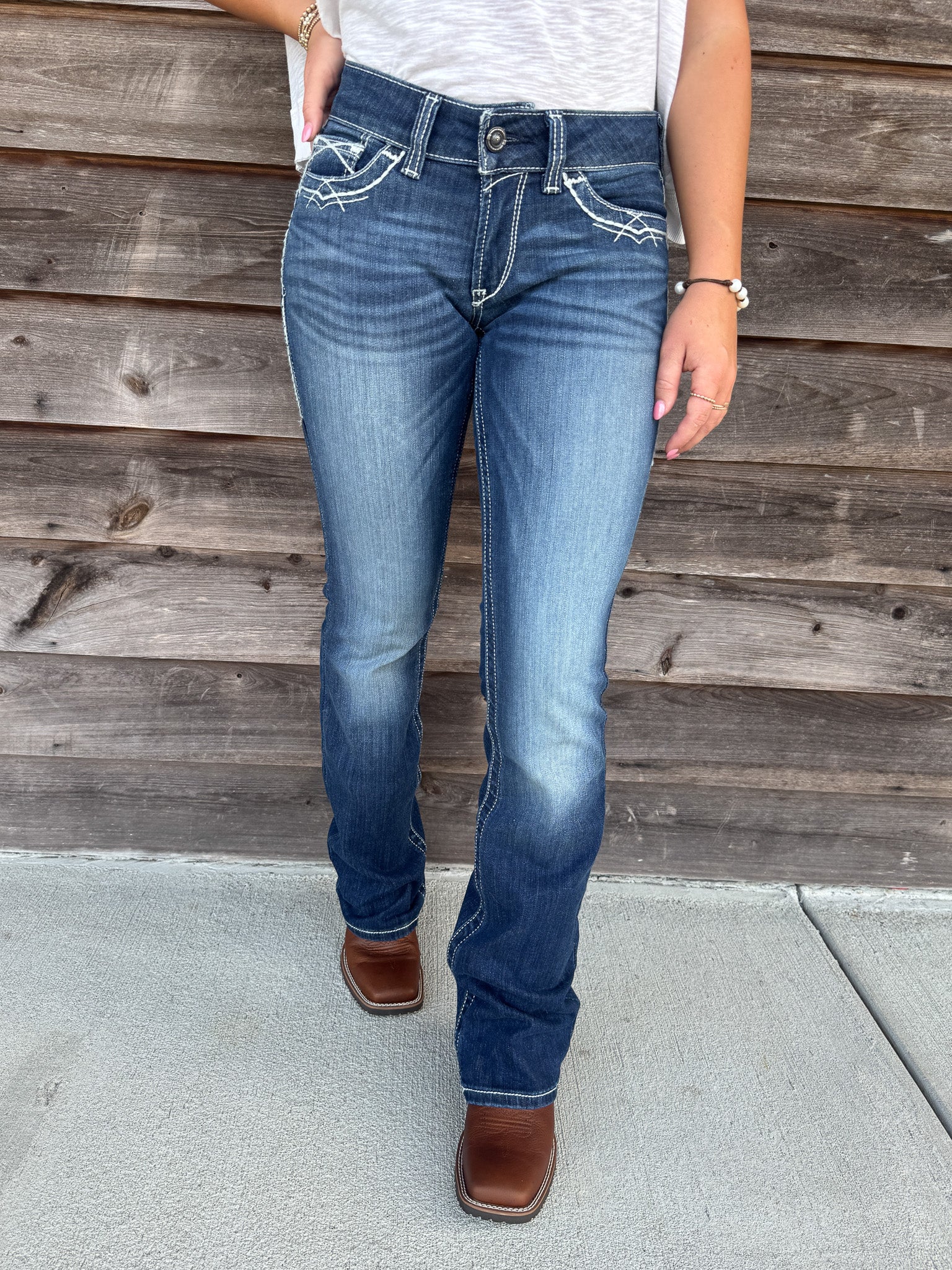 Women's Ariat R.E.A.L. Mid Rise Stretch Entwined Boot Cut Jeans - Image 6