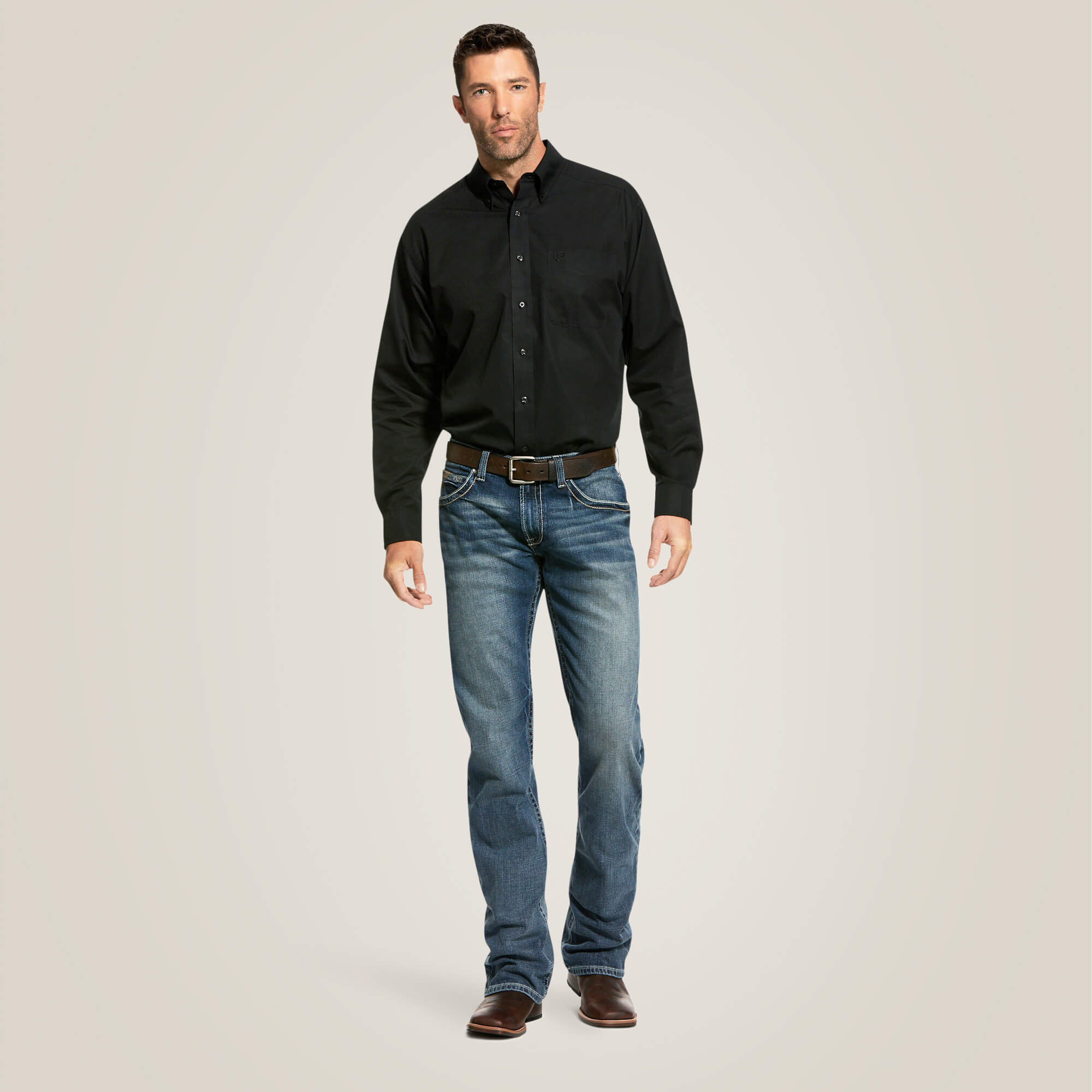 Men's Ariat M5 Slim Stretch Adkins Stackable Straight Leg Jeans - Image 5