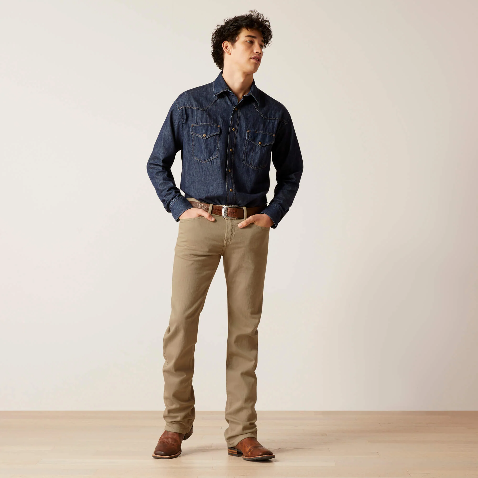Men's Ariat M7 Grizzly Straight Jean in Dark Khaki - Image 3