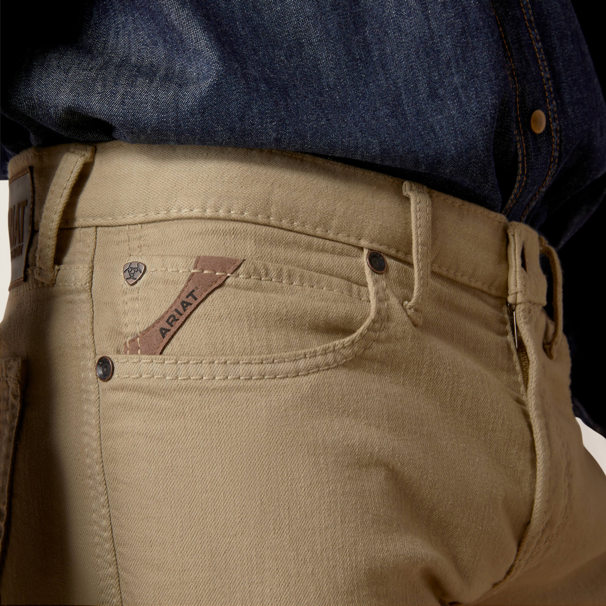 Men's Ariat M7 Grizzly Straight Jean in Dark Khaki - Image 6