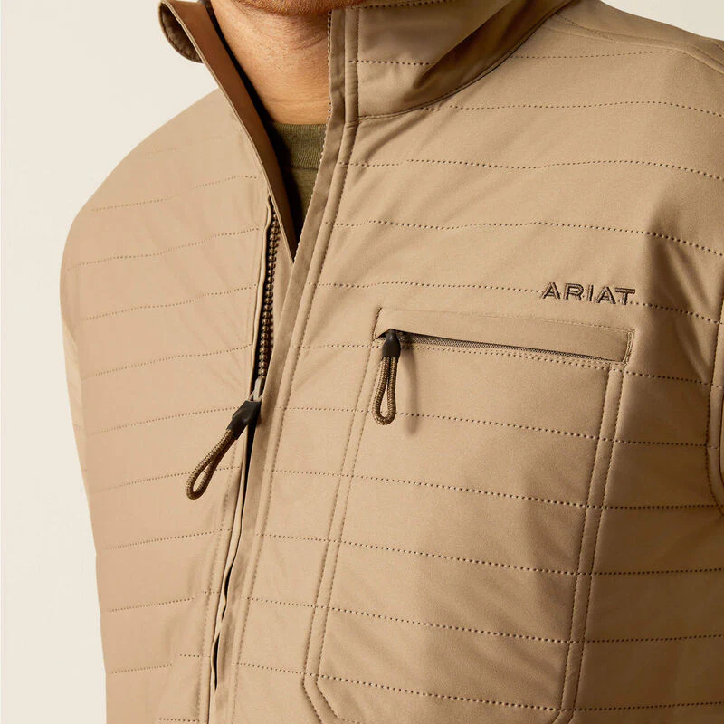 Men's Ariat Wylie Full Zip Jacket in Khaki - Image 3