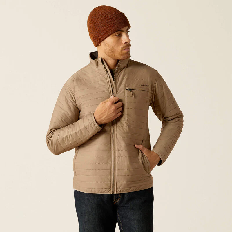 Men's Ariat Wylie Full Zip Jacket in Khaki - Image 5