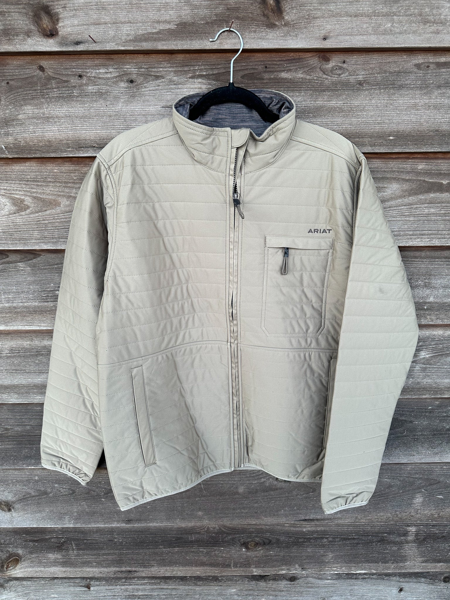 Men's Ariat Wylie Full Zip Jacket in Khaki - Image 6
