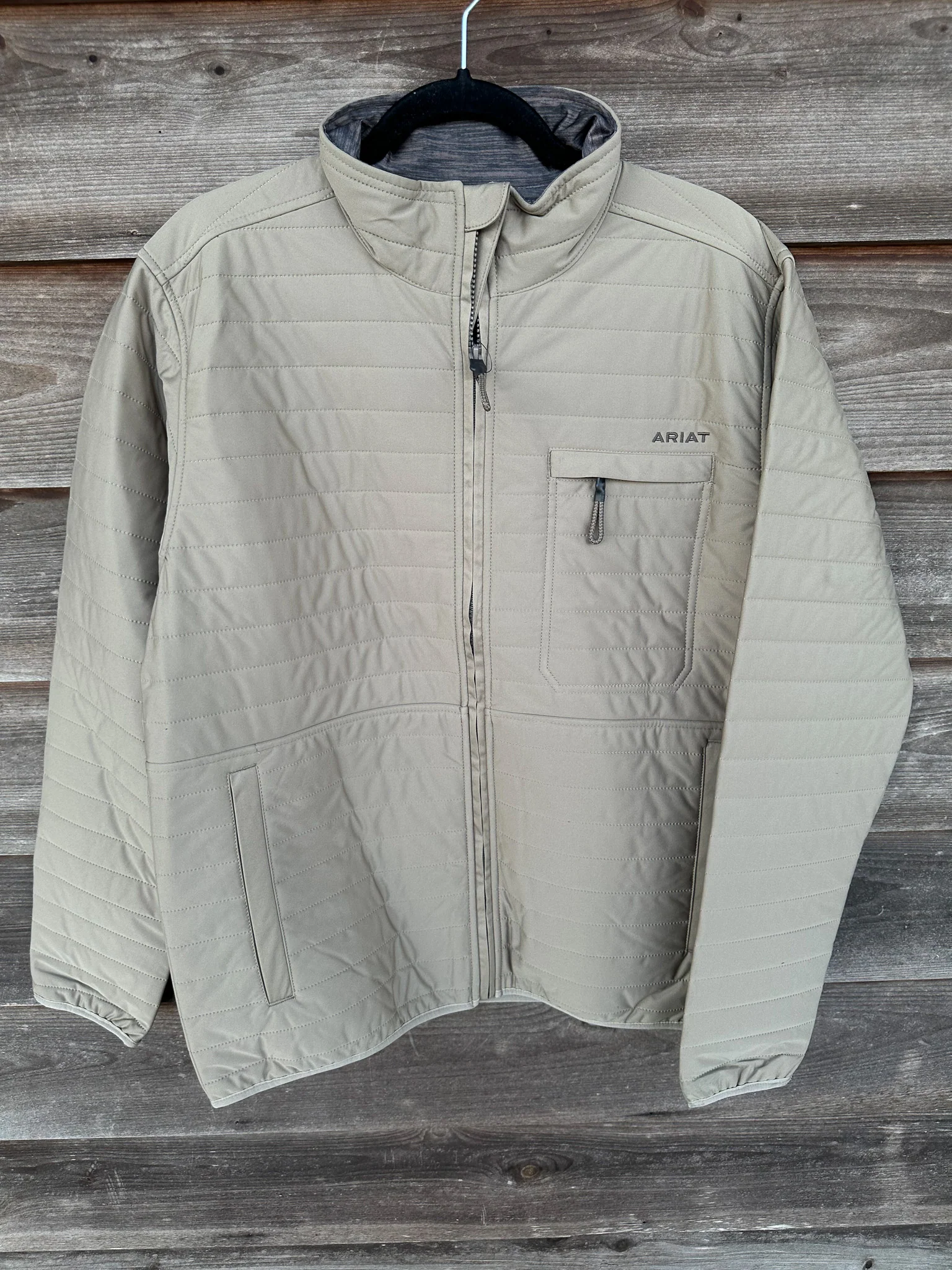 Men's Ariat Wylie Full Zip Jacket in Khaki - Image 7