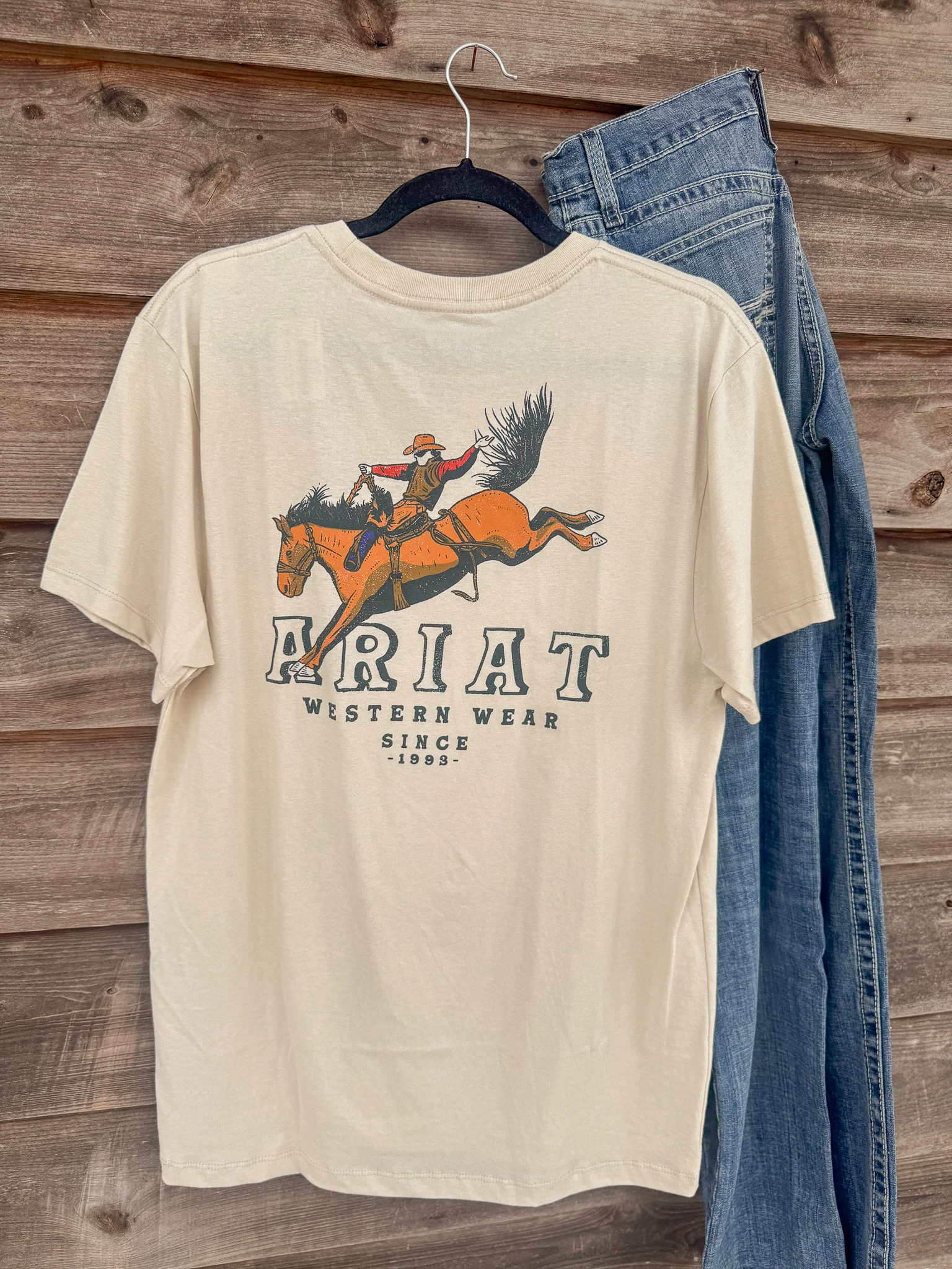 Men's Ariat Bronc Ridin Heritage Beige T-Shirt - Image 3