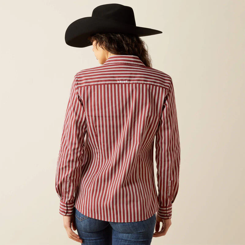 Women's Ariat Kirby Stretch Shirt in Striped Cabernet - Image 4