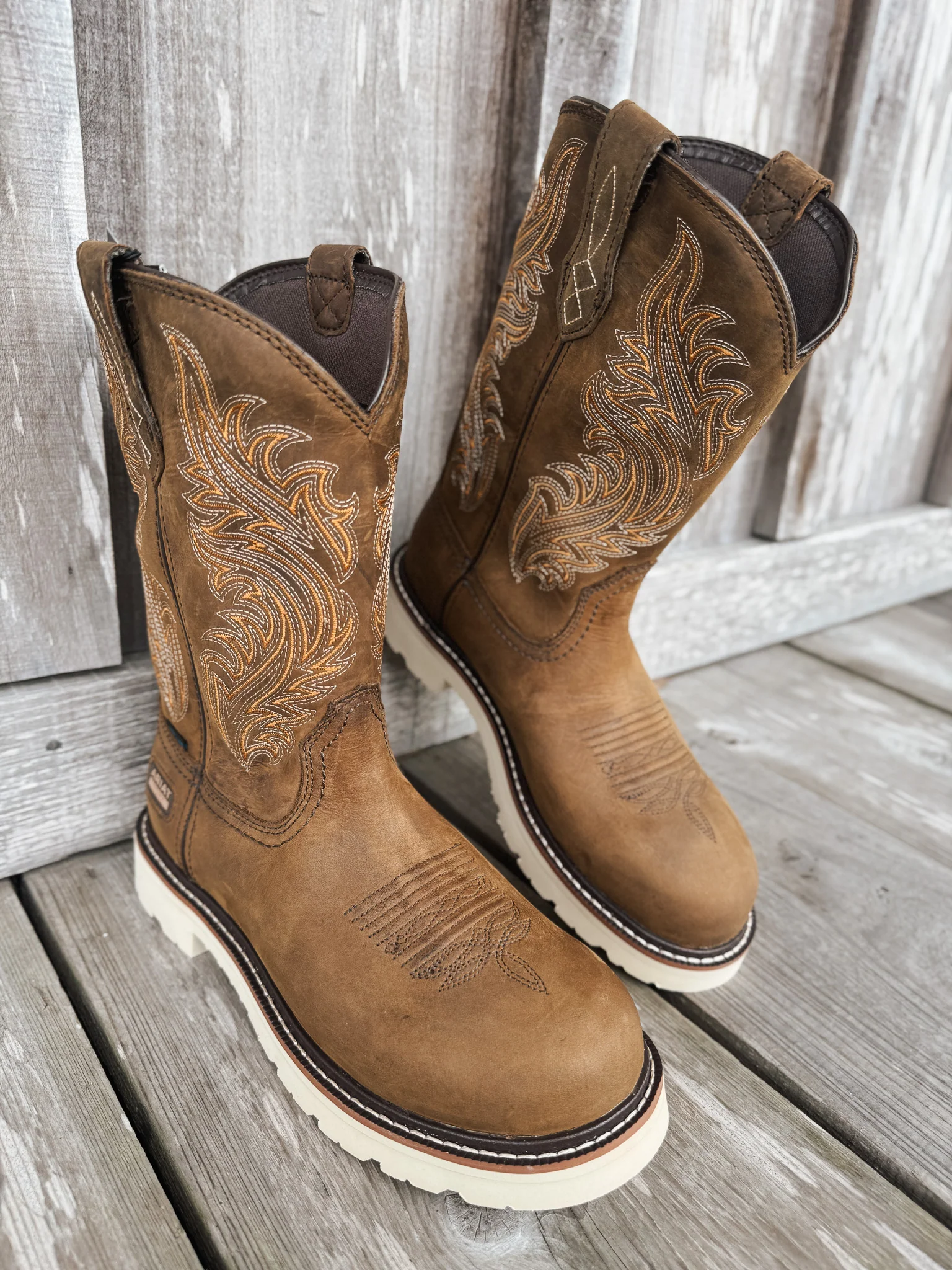 Men's Ariat Activator Argo Distressed Brown Waterproof Round Toe Work Boots - Image 3