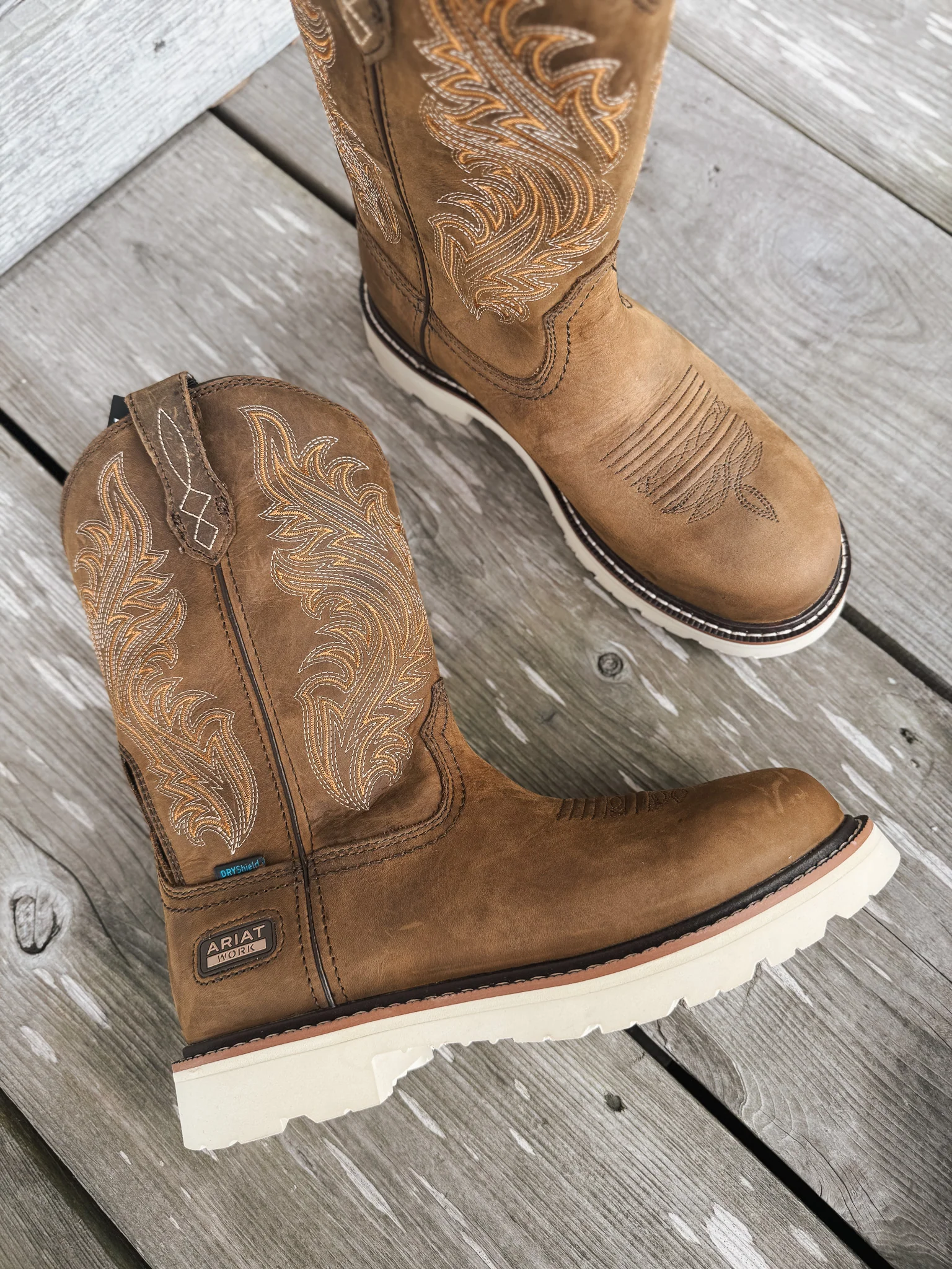 Men's Ariat Activator Argo Distressed Brown Waterproof Round Toe Work Boots - Image 5