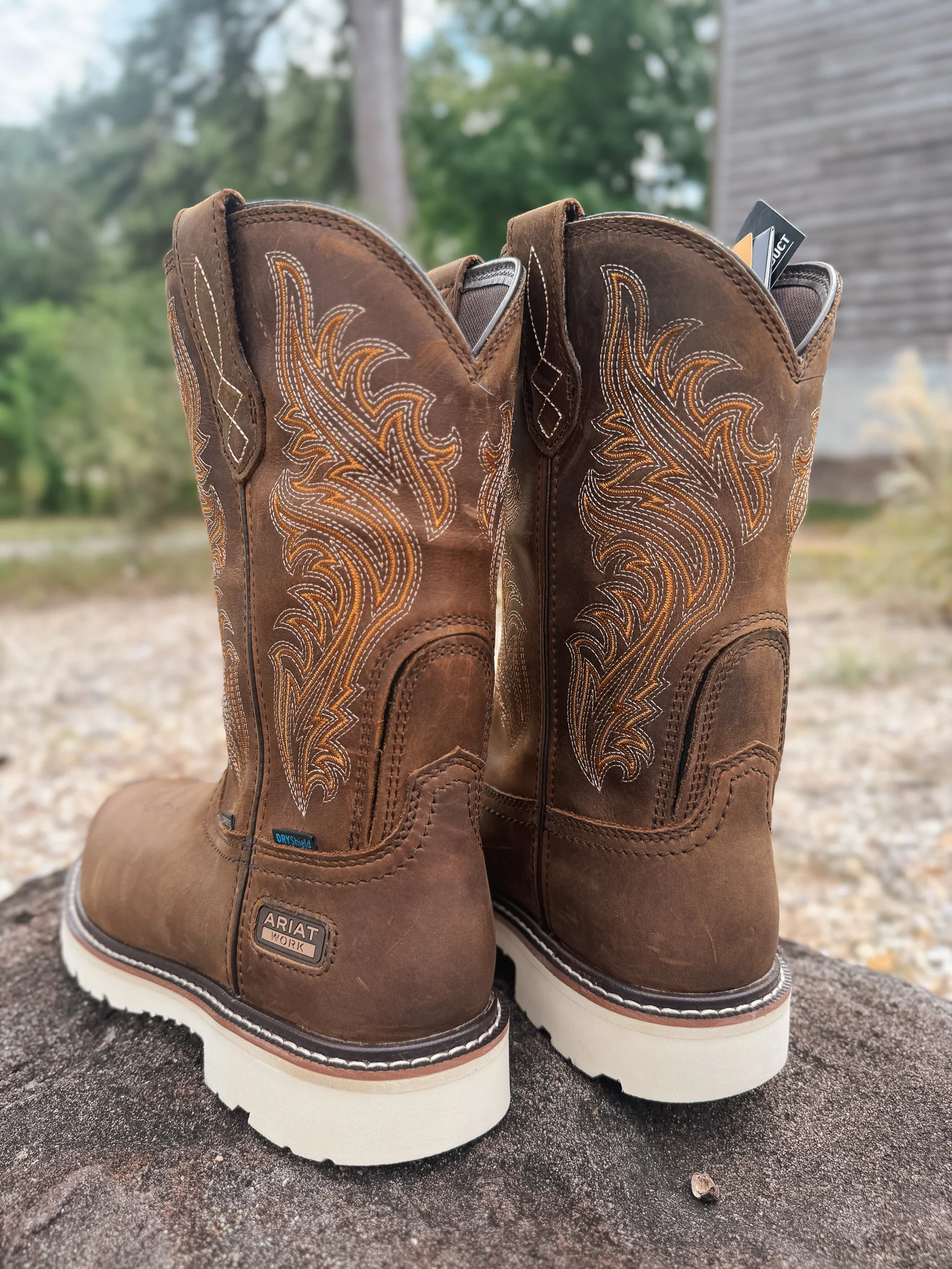 Men's Ariat Activator Argo Waterproof Distressed Brown Round Composite Toe Work Boots - Image 8