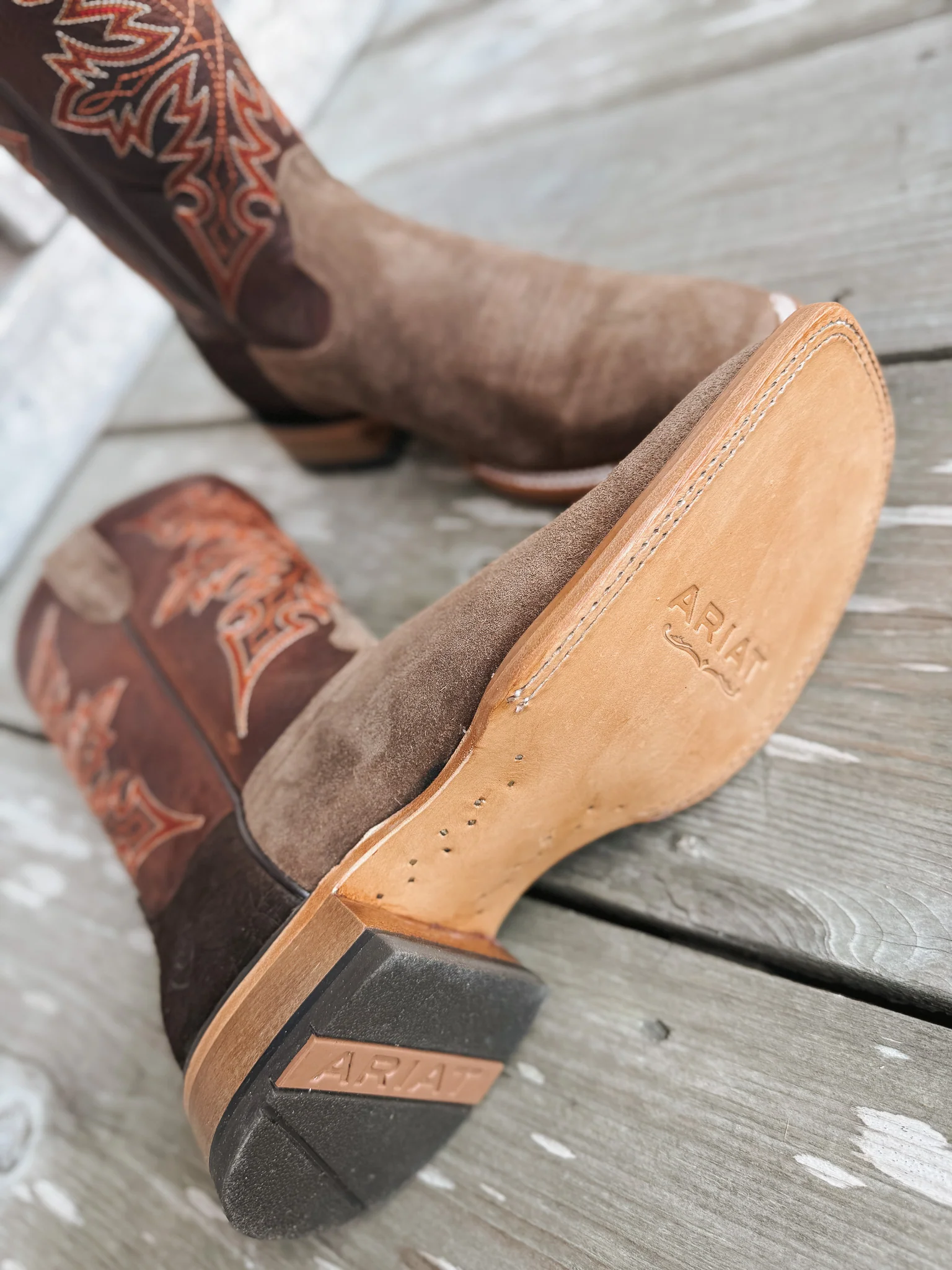 Men's Ariat Circuit Gritty Wide Square Toe Cowboy Boots - Image 4