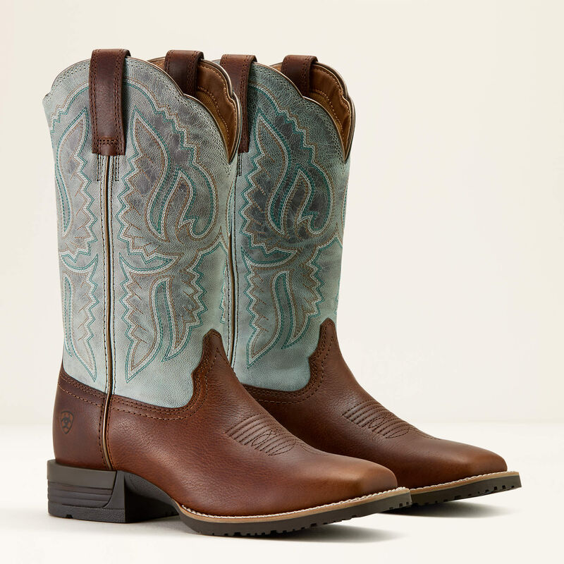 Women's Ariat Hybrid Ranchwork Wide Square Toe Western Boots - Image 8