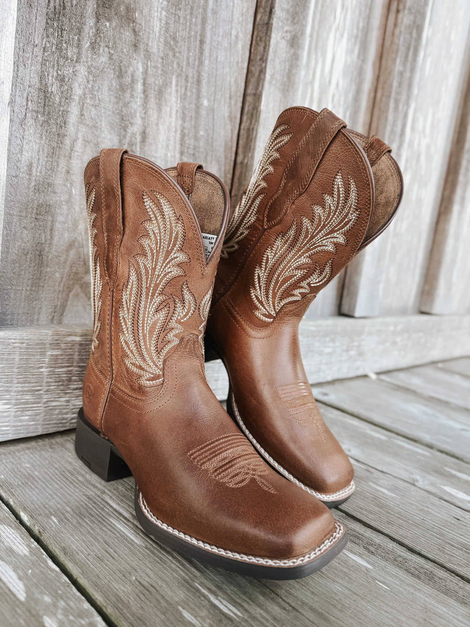 Women's Ariat Round Up Filly Wide Square Toe Western Boots - Image 12