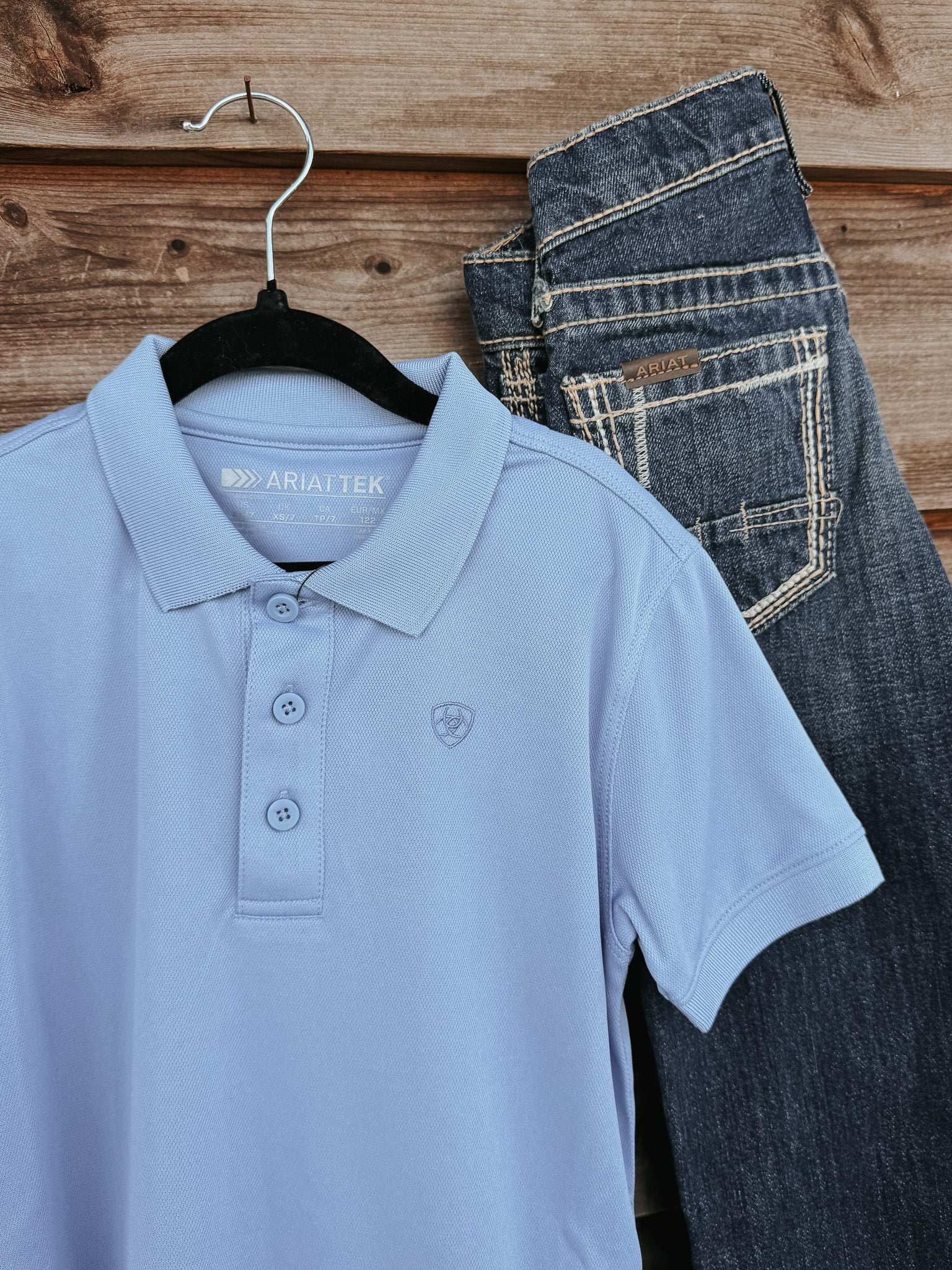 Youth Ariat TEK Polo in Blissful Blue - Image 3