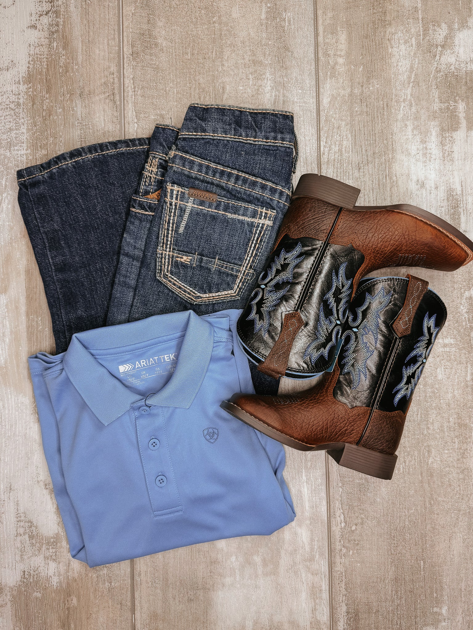 Youth Ariat TEK Polo in Blissful Blue - Image 9