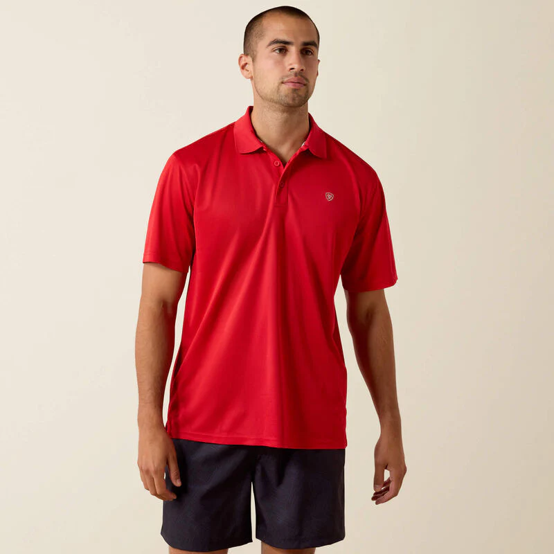 Men's Ariat TEK Polo in Scarlet - Image 2