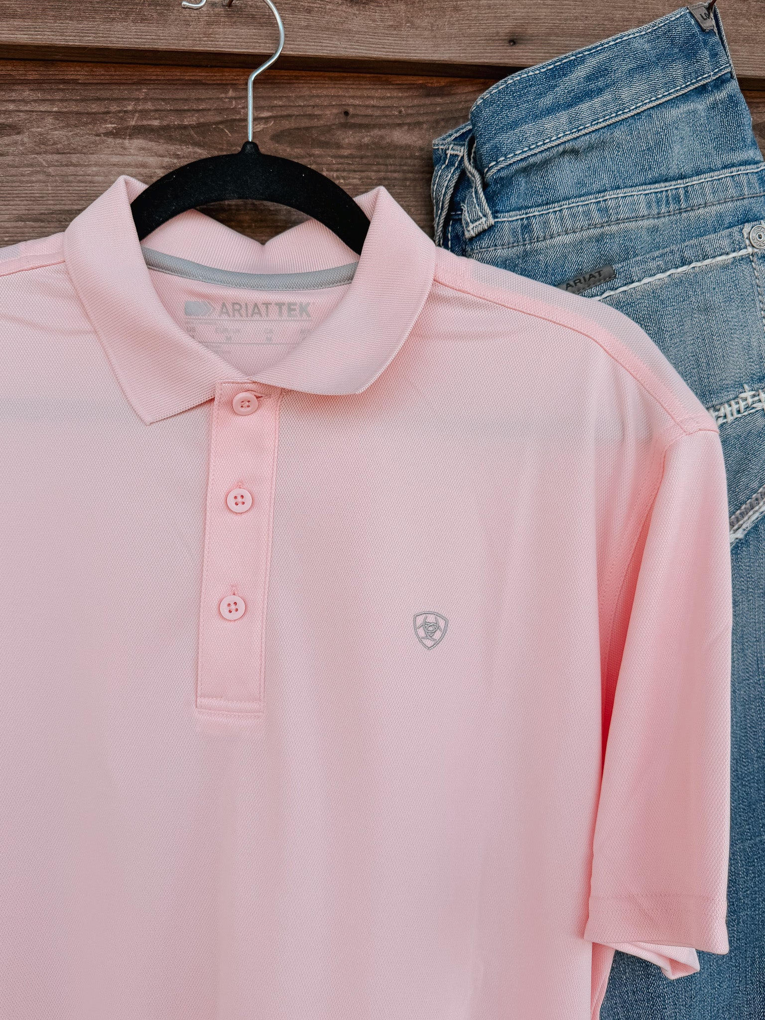 Men's Ariat TEK Polo in Icy Pink - Image 3