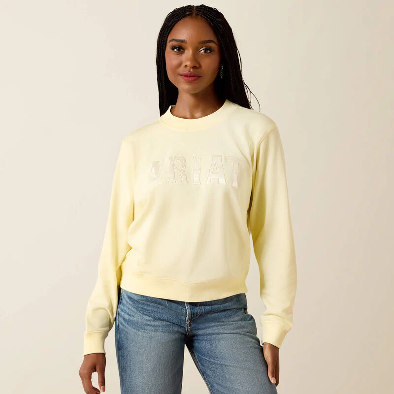 Women's Ariat Essential Crew Sweatshirt in Yellow - Image 2