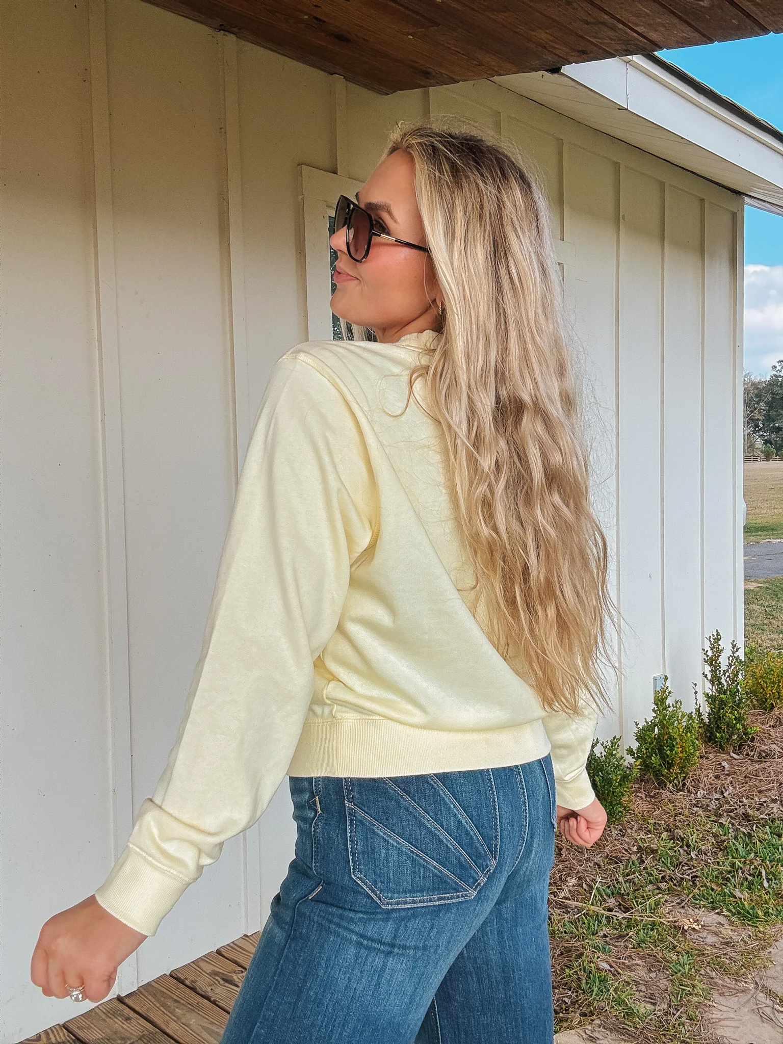 Women's Ariat Essential Crew Sweatshirt in Yellow - Image 8