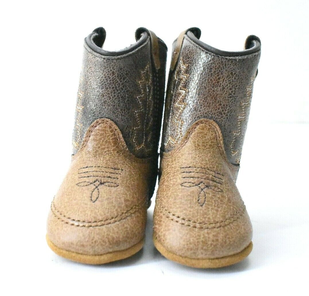 Old West Infant Tan Vintage Crackle Boot - Image 3