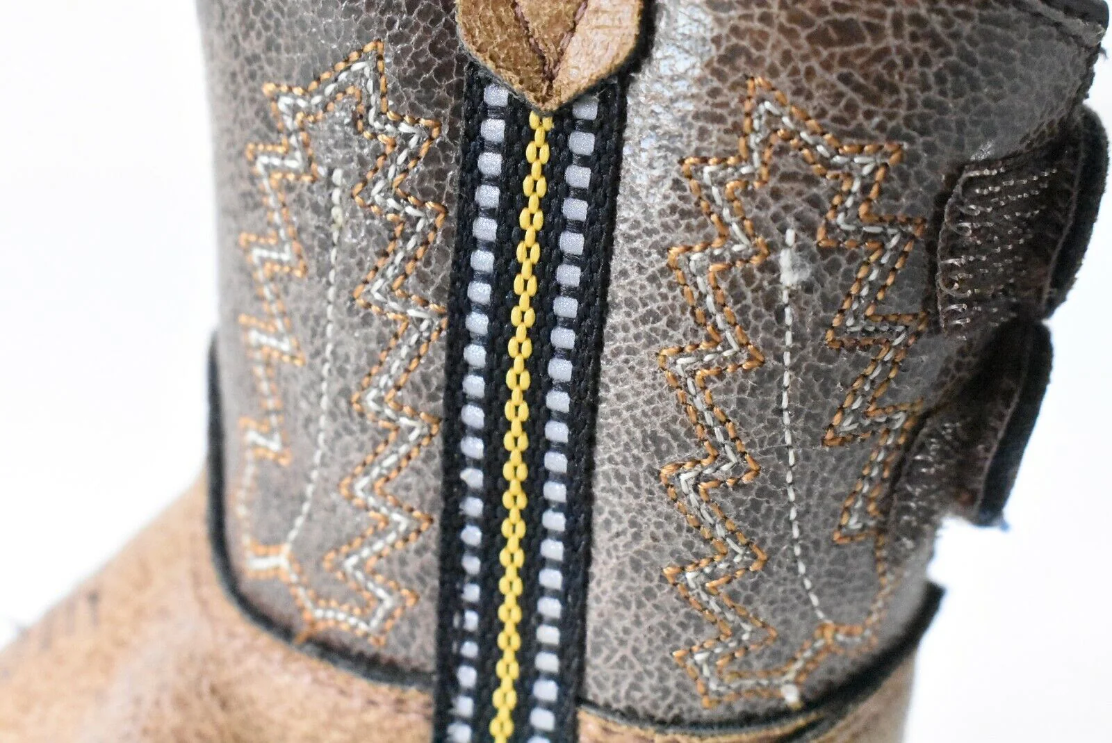 Old West Infant Tan Vintage Crackle Boot - Image 9