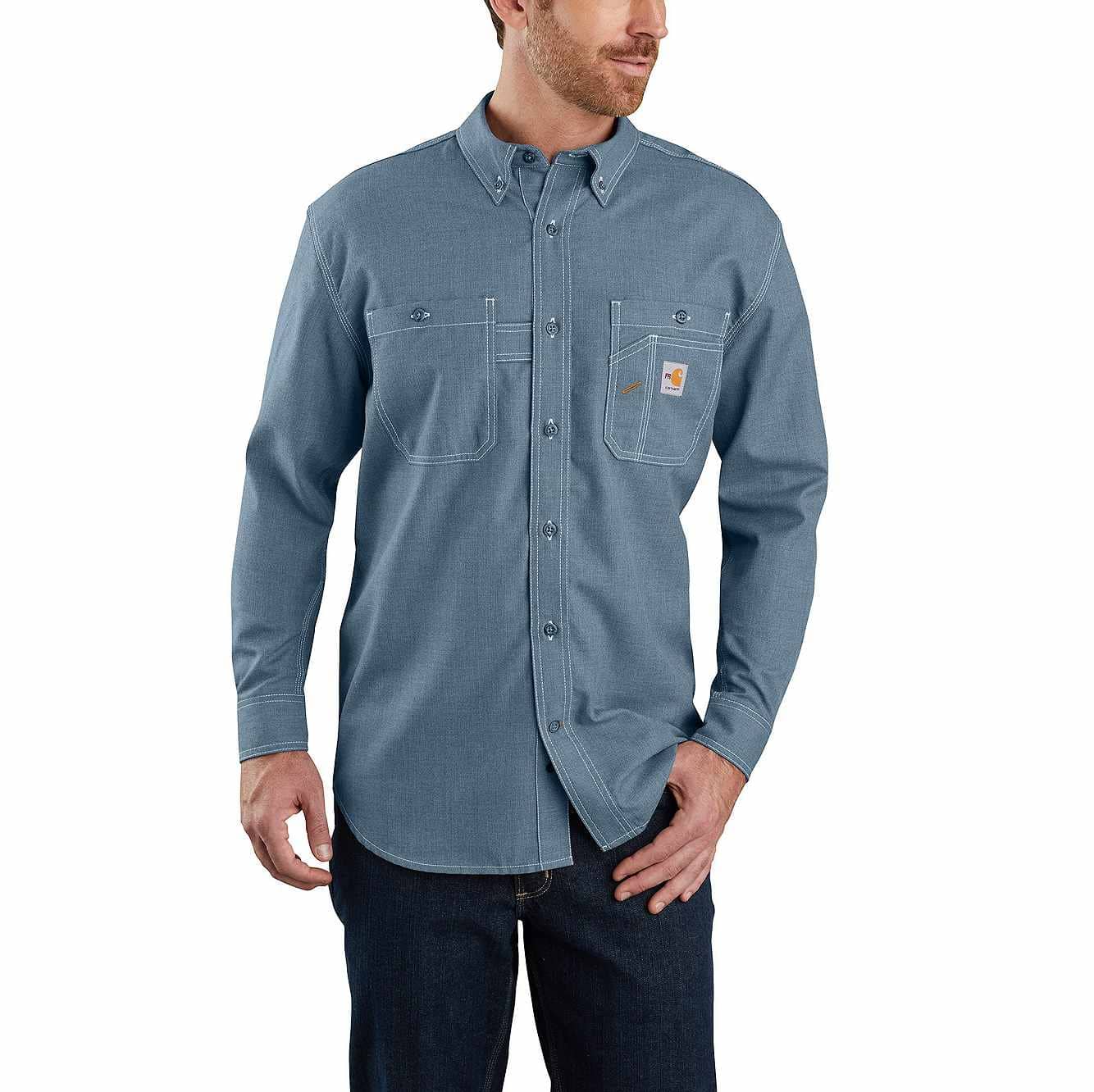 Men's Carhartt FR Force Loose Fit Lightweight Shirt in Steel Blue - Image 2