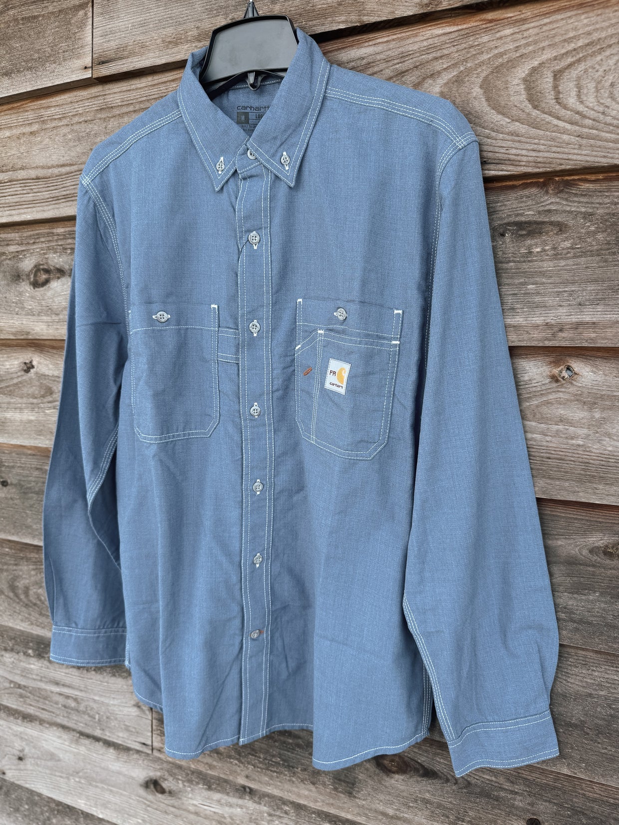 Men's Carhartt FR Force Loose Fit Lightweight Shirt in Steel Blue - Image 3