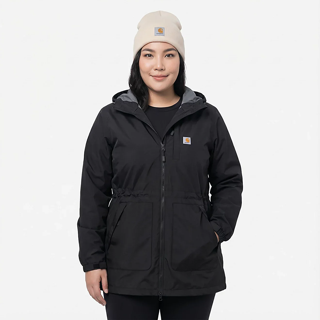 Carhartt Women's Rain Defender Relaxed Fit Lightweight Coat in Black - Image 6