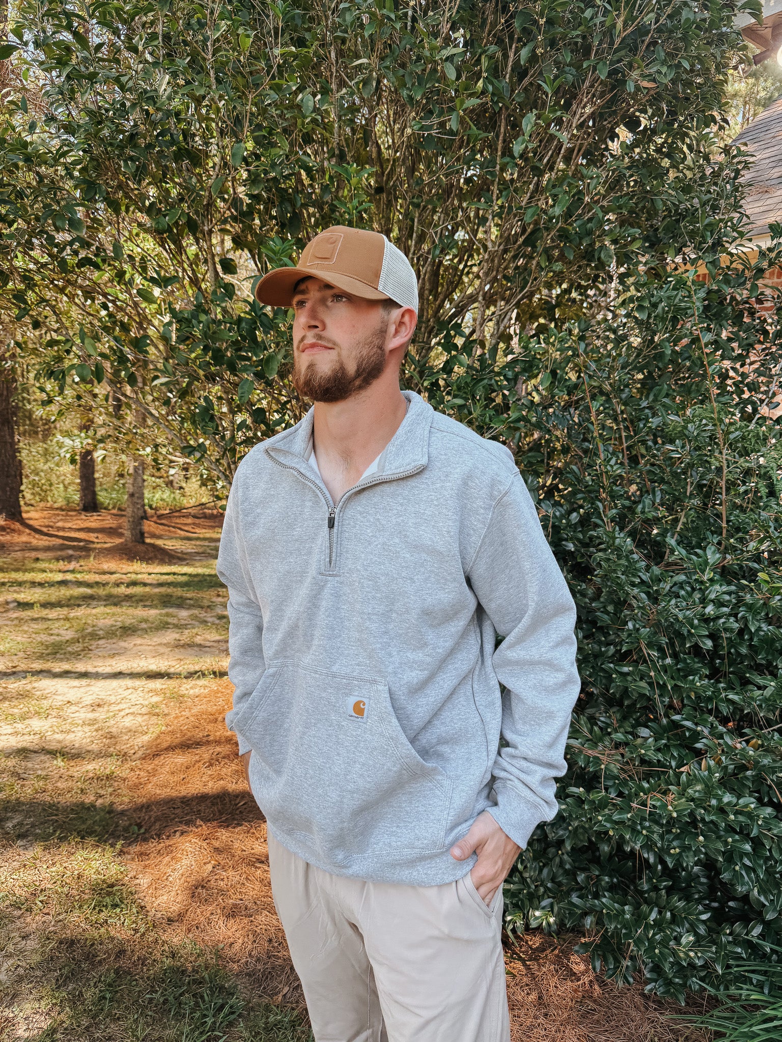 Carhartt Midweight 1/4 Zip Sweatshirt - Heather Grey - Image 3