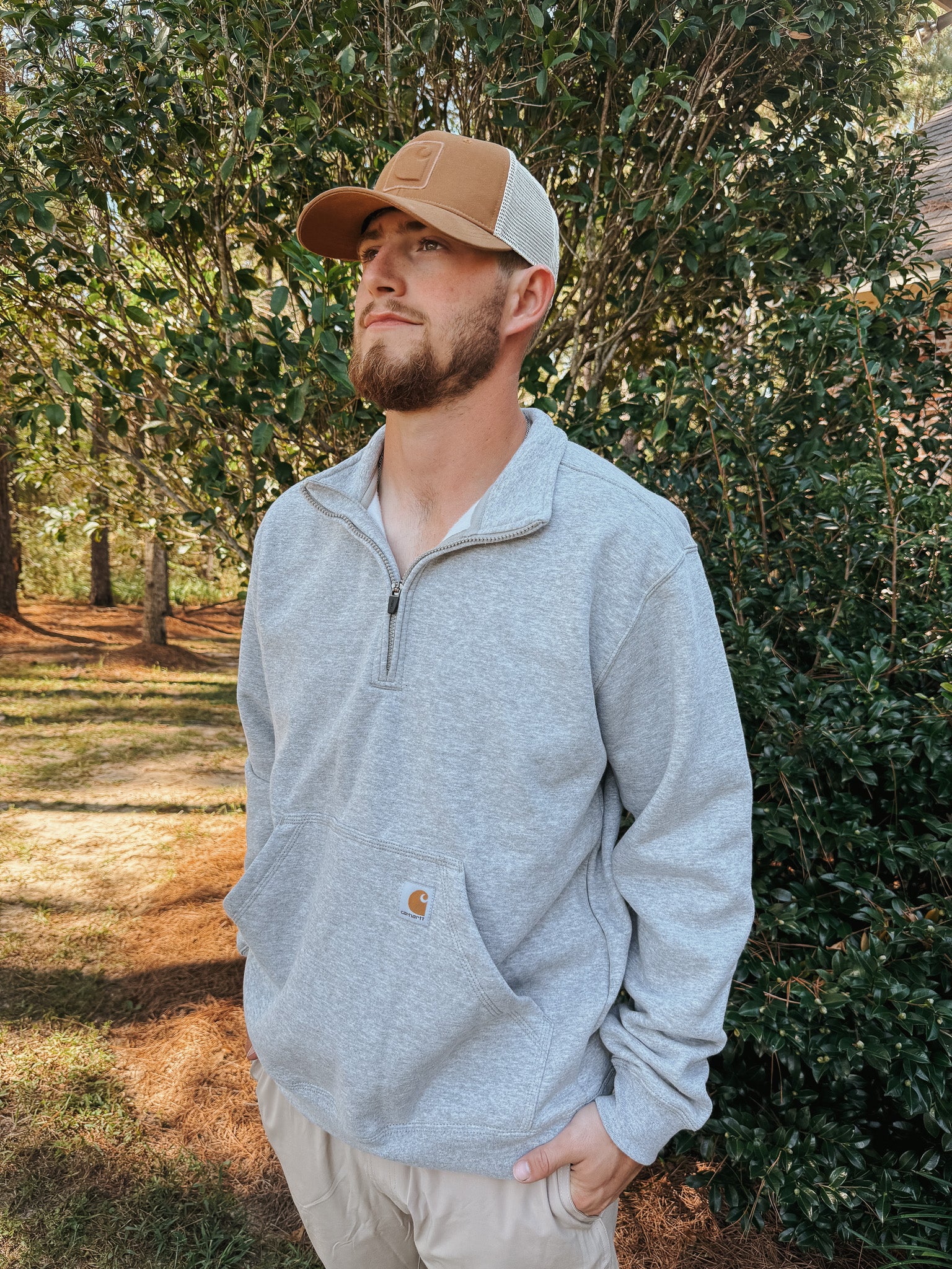 Carhartt Midweight 1/4 Zip Sweatshirt - Heather Grey - Image 4