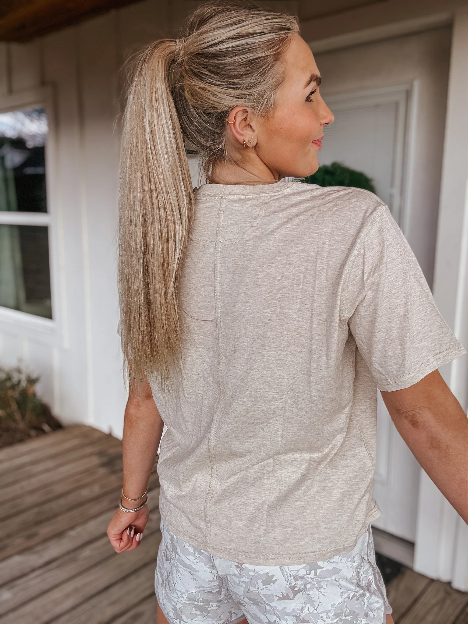 Carhartt Women's TENCEL Fiber Series Loose Fit Crewneck Tee - Oat Milk Heather - Image 2