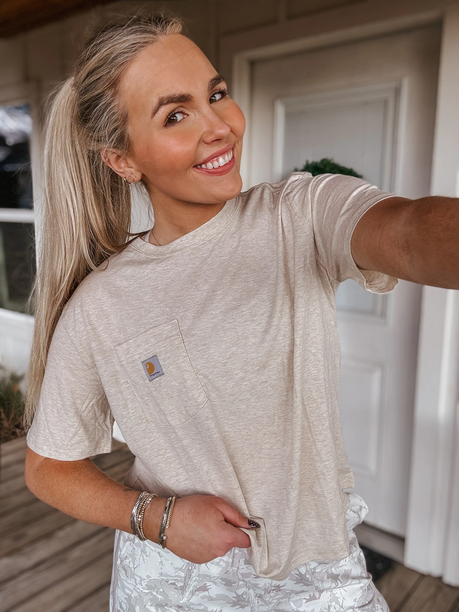 Carhartt Women's TENCEL Fiber Series Loose Fit Crewneck Tee - Oat Milk Heather - Image 4