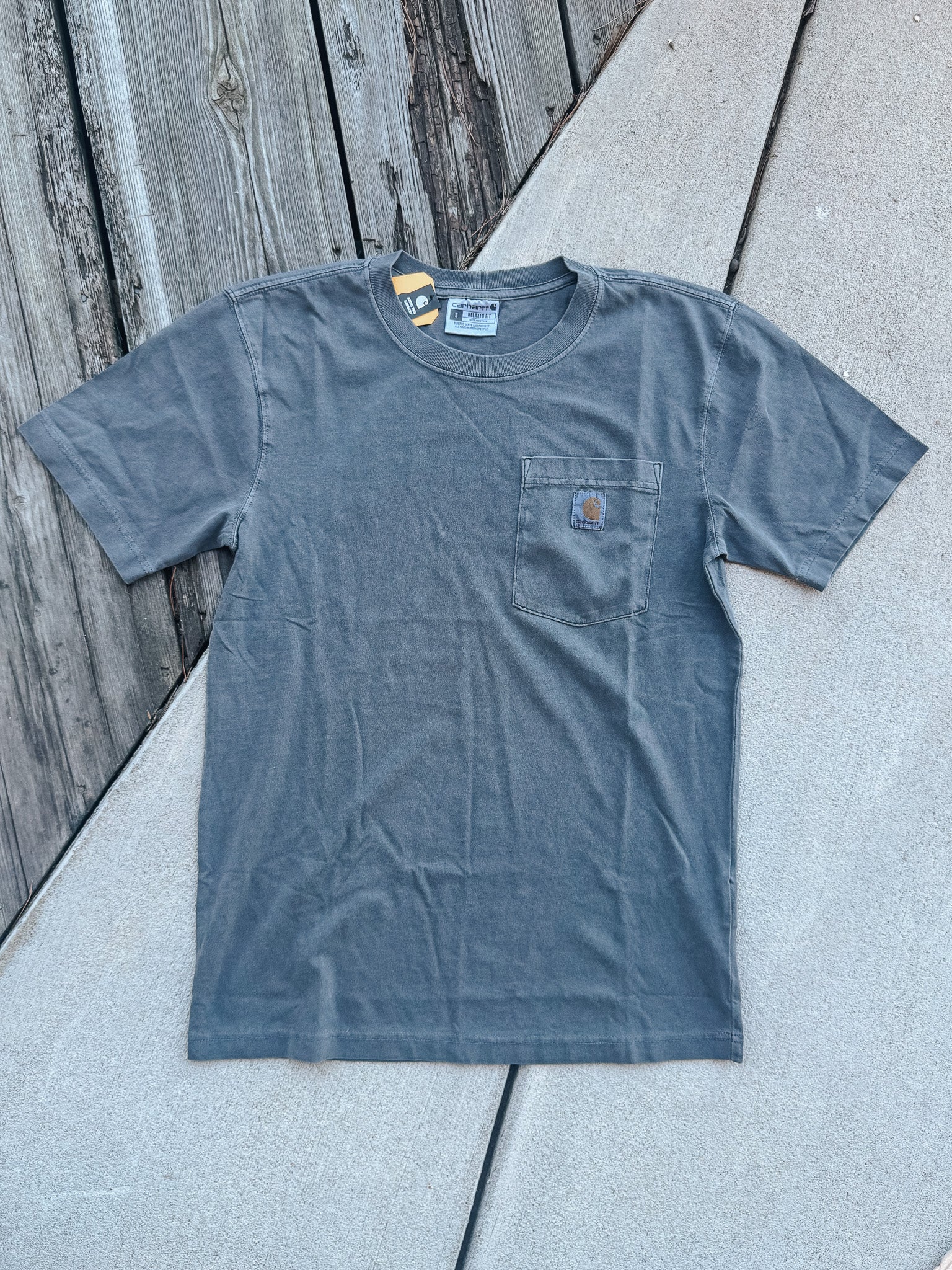 Carhartt Re-Engineered Relaxed Fit Lightweight Garment Dyed T-Shirt in Shadow - Image 2