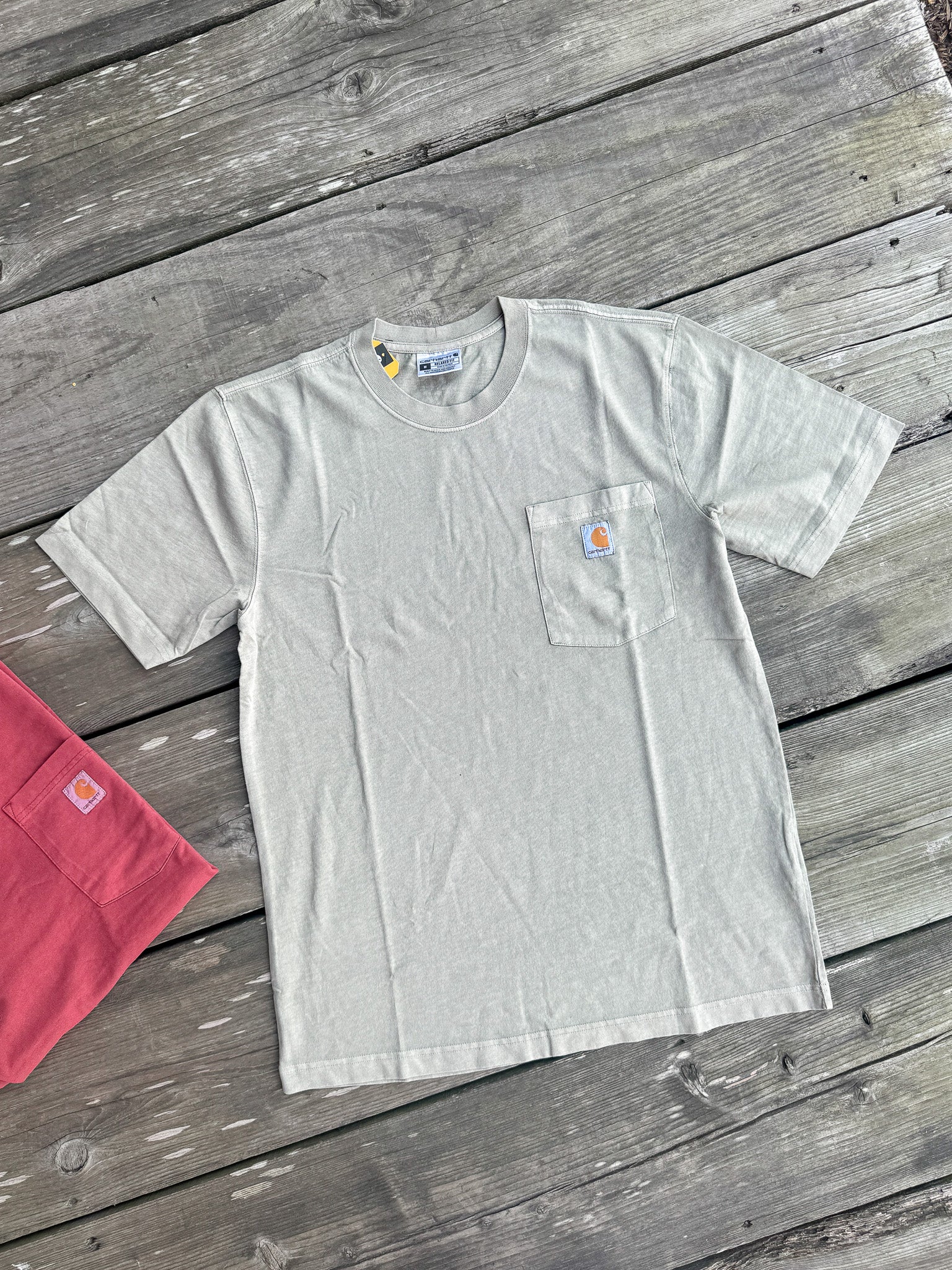 Carhartt Re-Engineered Relaxed Fit Lightweight Garment Dyed T-Shirt in Greige - Image 2