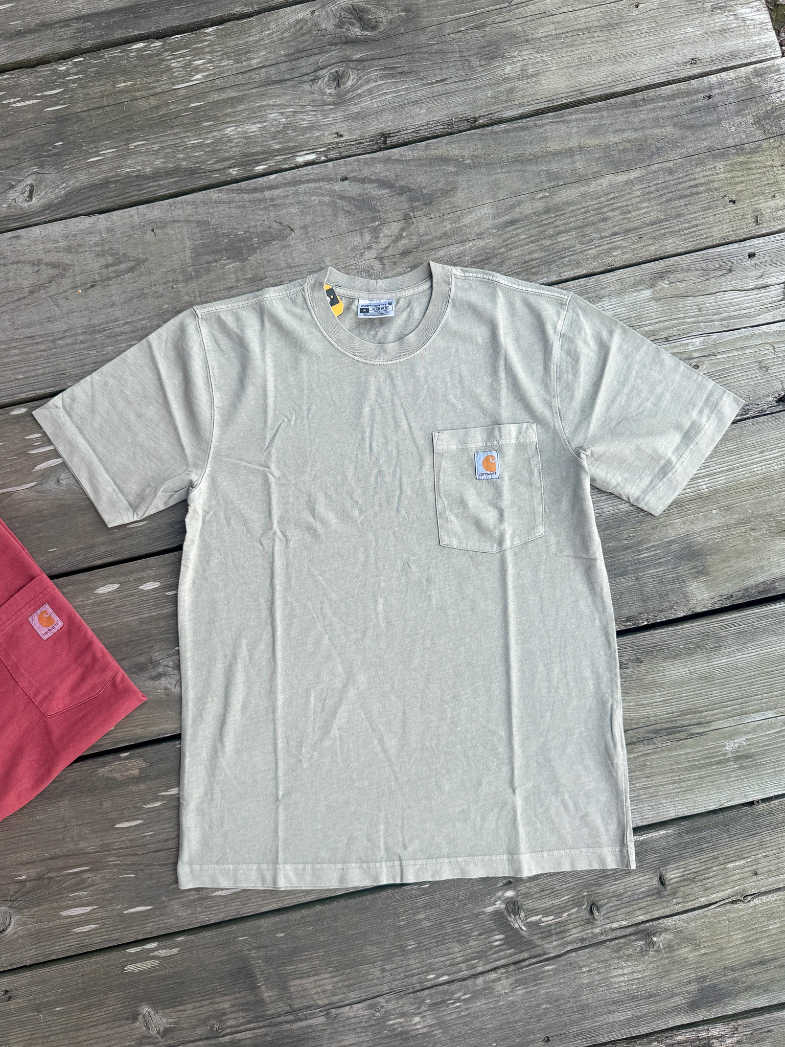 Carhartt Re-Engineered Relaxed Fit Lightweight Garment Dyed T-Shirt in Greige - Image 4