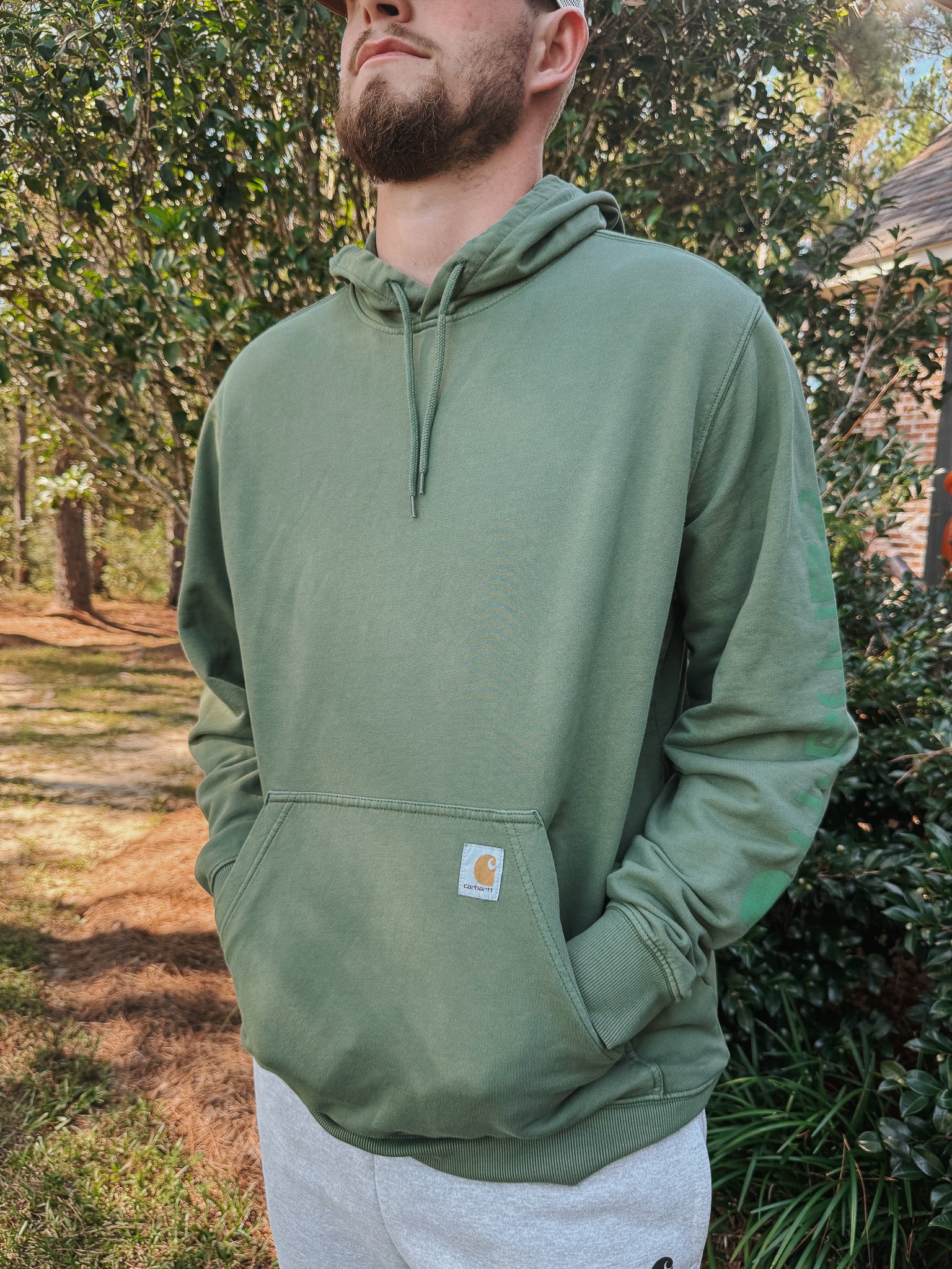 Carhartt Re-Engineered Garment Dyed Hooded Sweatshirt - Leaf - Image 2