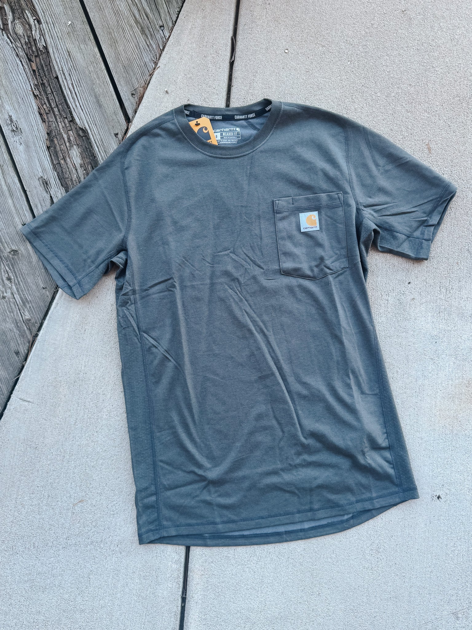 Carhartt Force Relaxed Fit Midweight Short Sleeve Pocket T-Shirt - Carbon Heather - Image 2