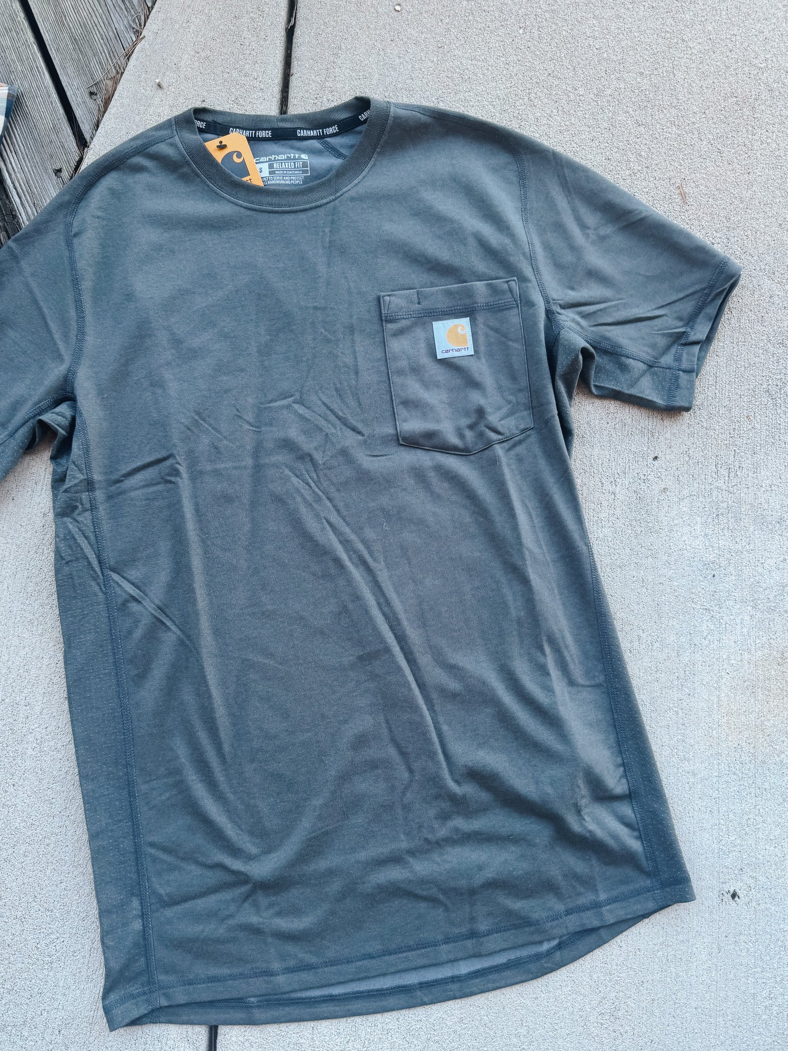 Carhartt Force Relaxed Fit Midweight Short Sleeve Pocket T-Shirt - Carbon Heather - Image 3