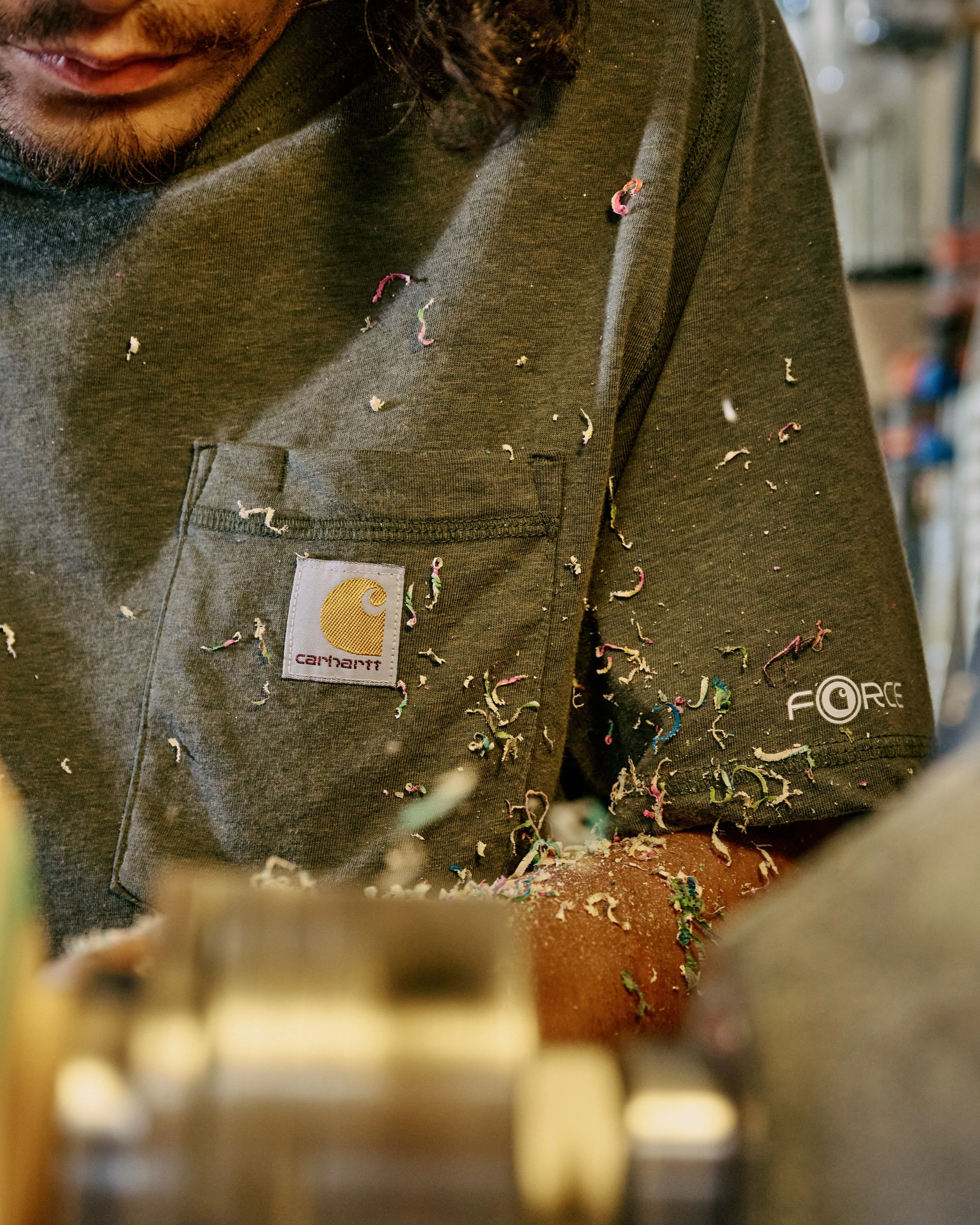 Carhartt Force Relaxed Fit Midweight Short Sleeve Pocket T-Shirt - Basil Heather - Image 2