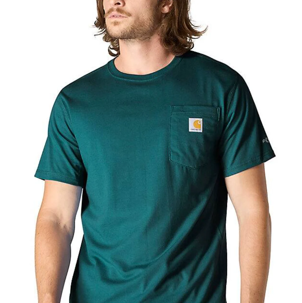 Carhartt Force Relaxed Fit Short-Sleeve Pocket T-Shirt in Greenstone - Image 2
