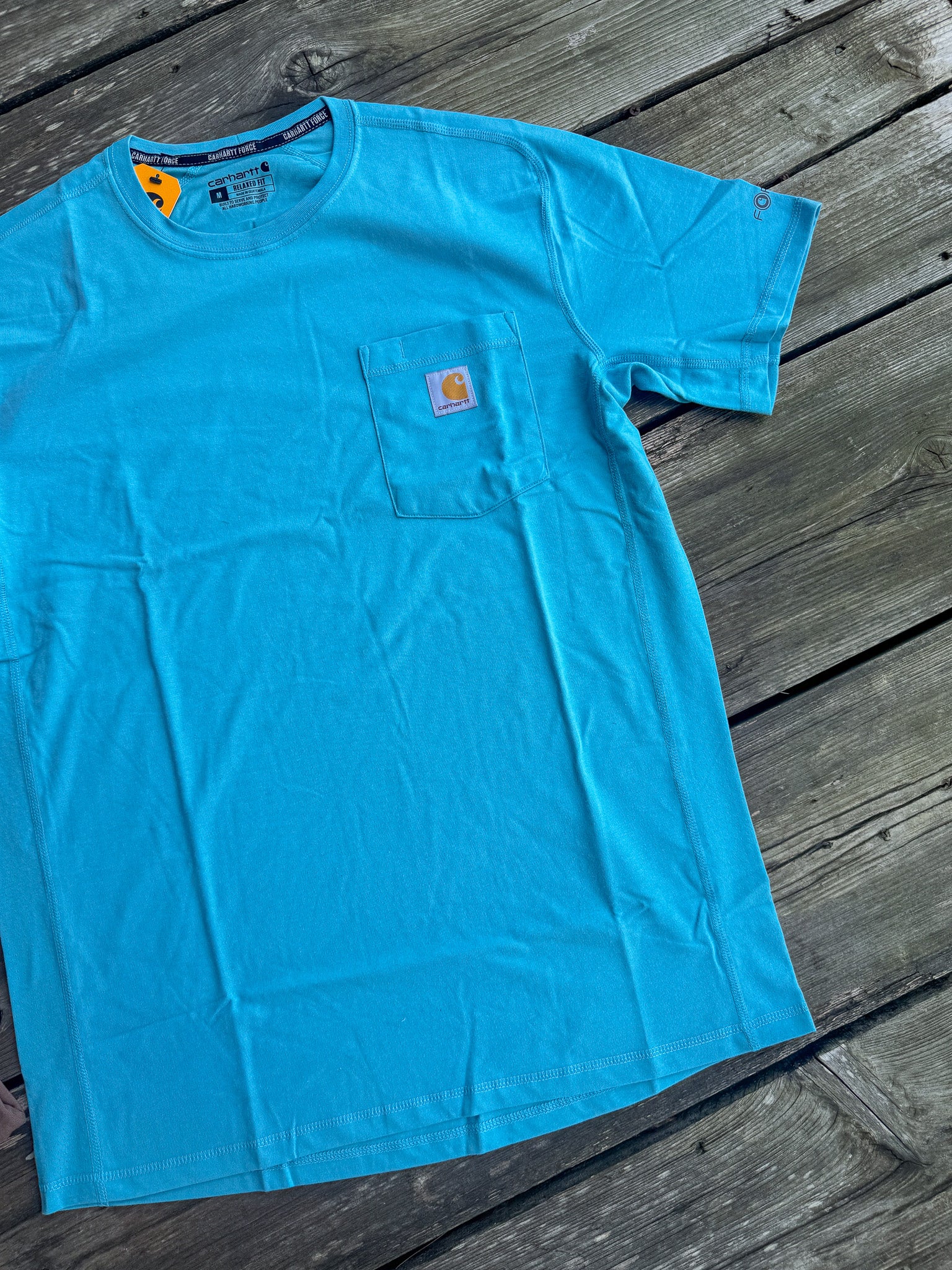 Carhartt Force Relaxed Fit Short-Sleeve Pocket T-Shirt in Dusted Aqua - Image 2