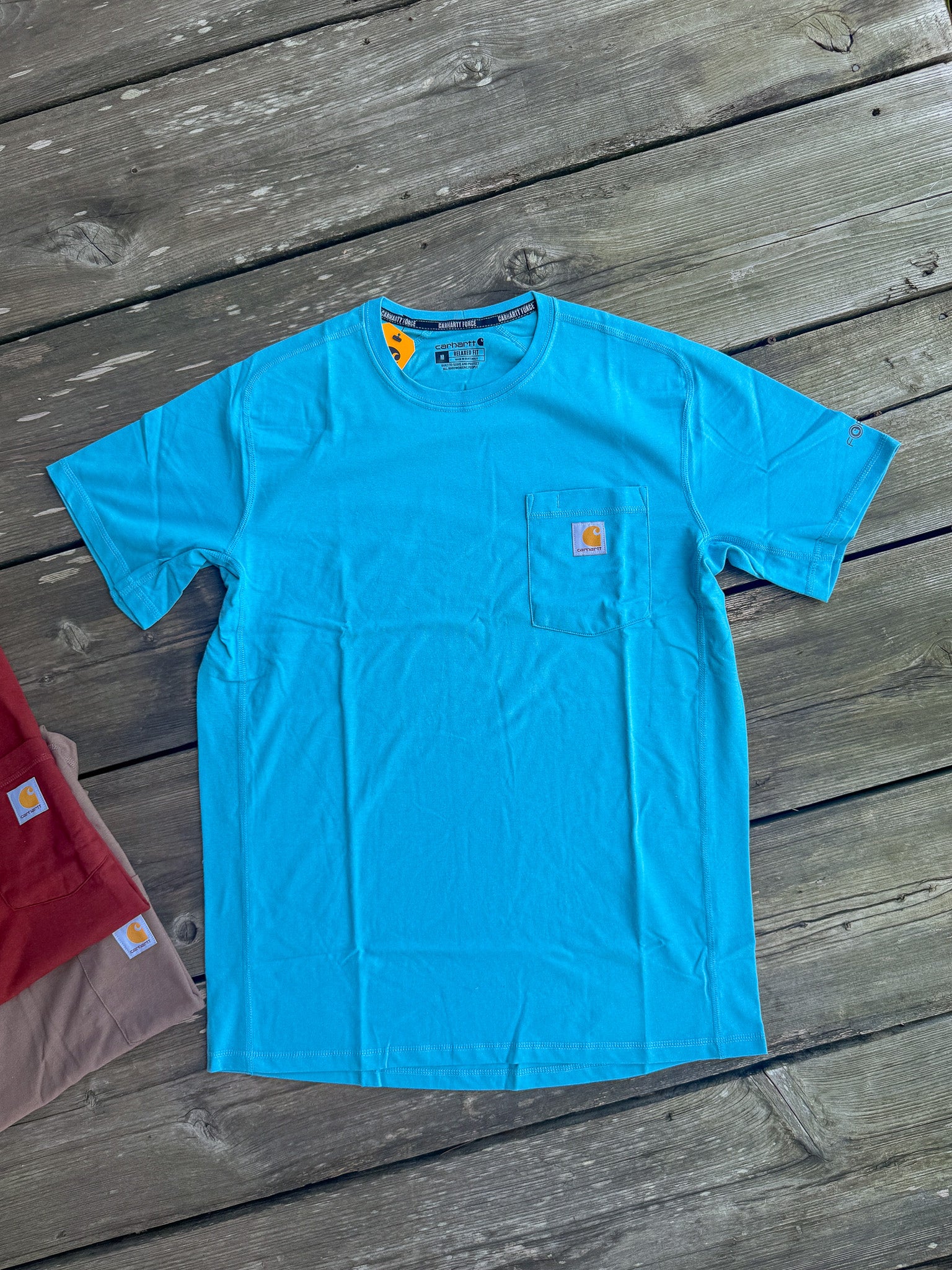 Carhartt Force Relaxed Fit Short-Sleeve Pocket T-Shirt in Dusted Aqua - Image 3