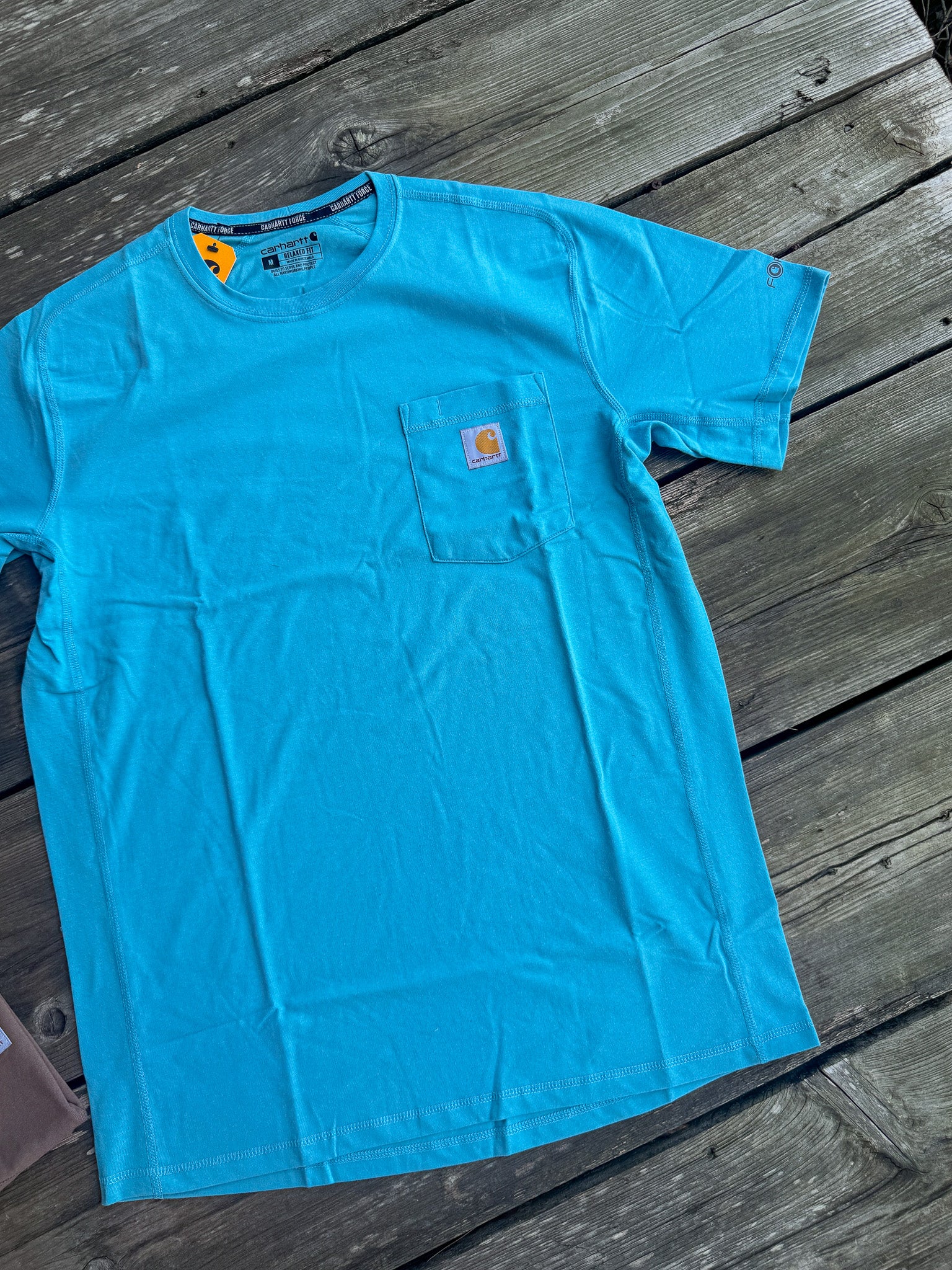 Carhartt Force Relaxed Fit Short-Sleeve Pocket T-Shirt in Dusted Aqua - Image 4