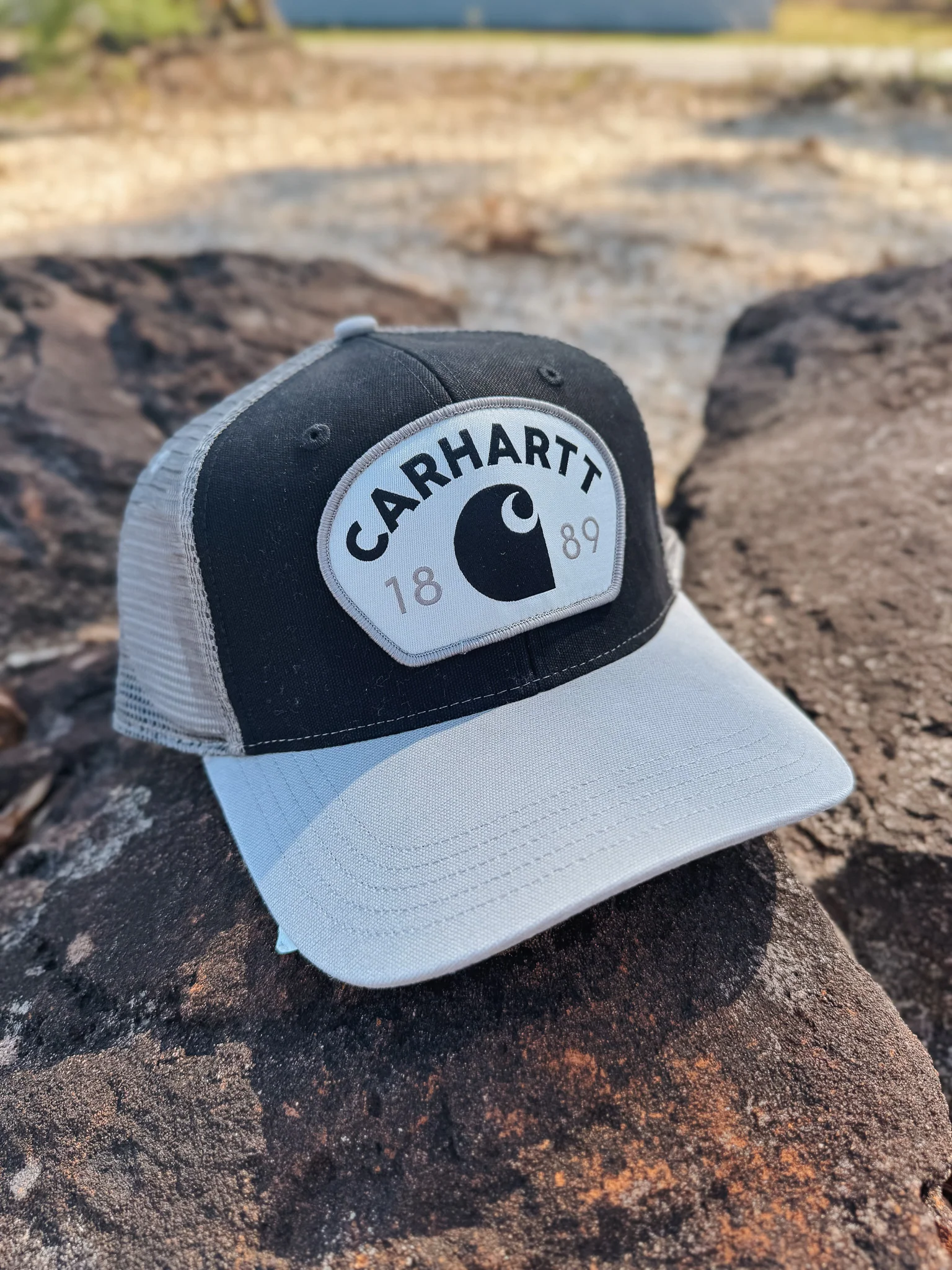 Men's Carhartt Canvas Mesh-Back 1889 Patch Cap in Asphalt - Image 2