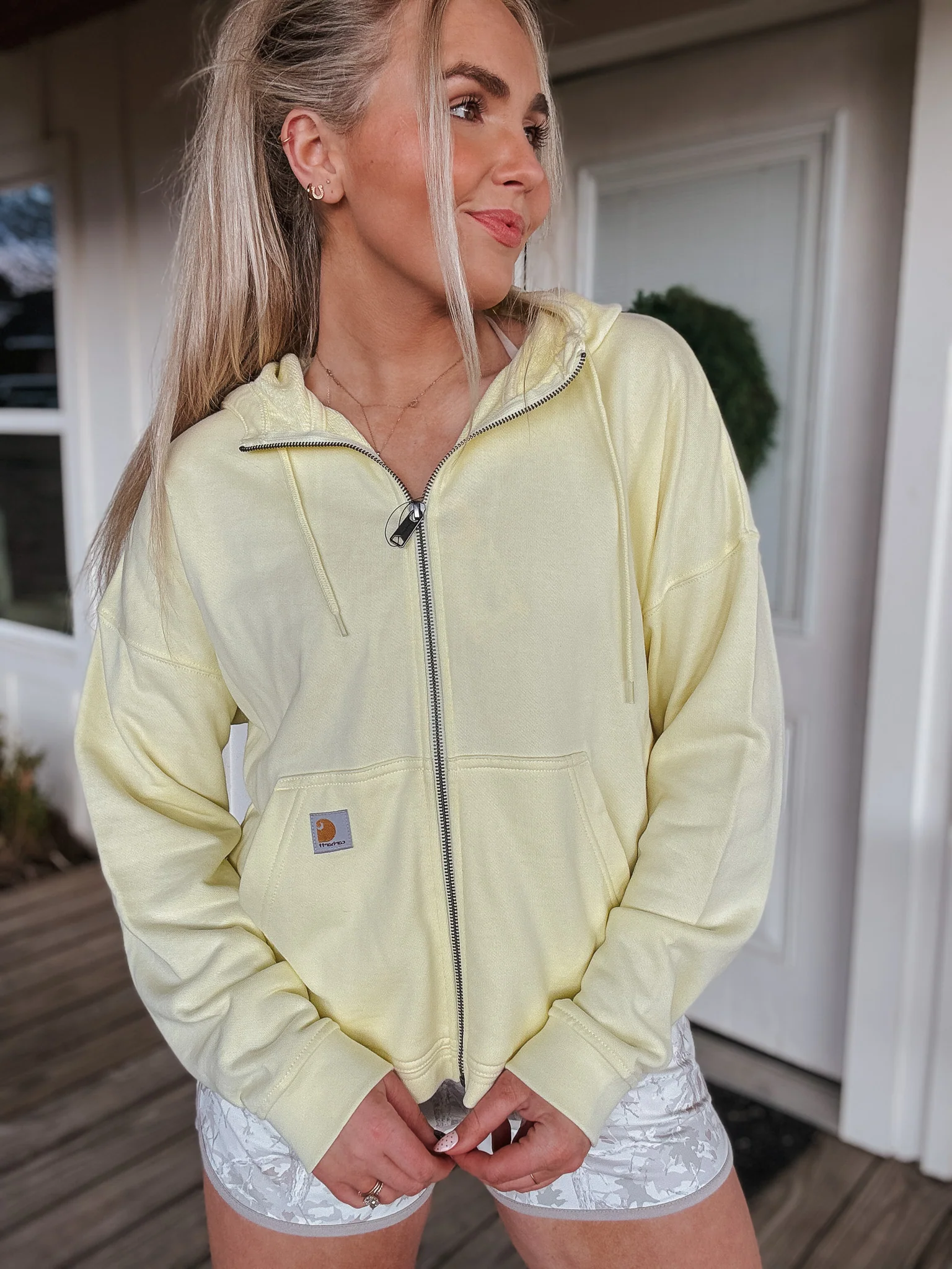 Carhartt Women's TENCEL™ Fiber Series Loose Fit Full-Zip Sweatshirt in Yellow - Image 7