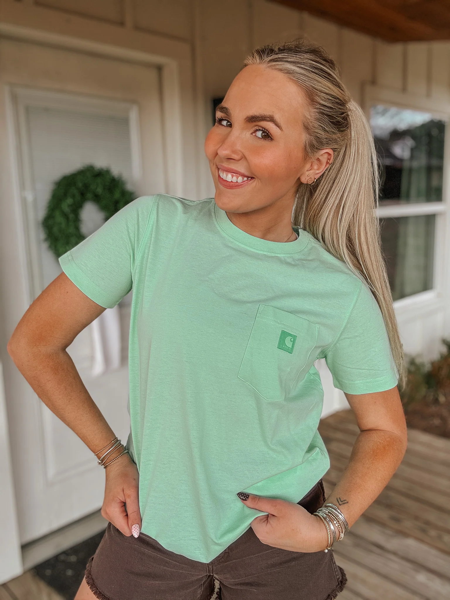 Carhartt Women's Relaxed Tee in Fresh Mint - Image 3