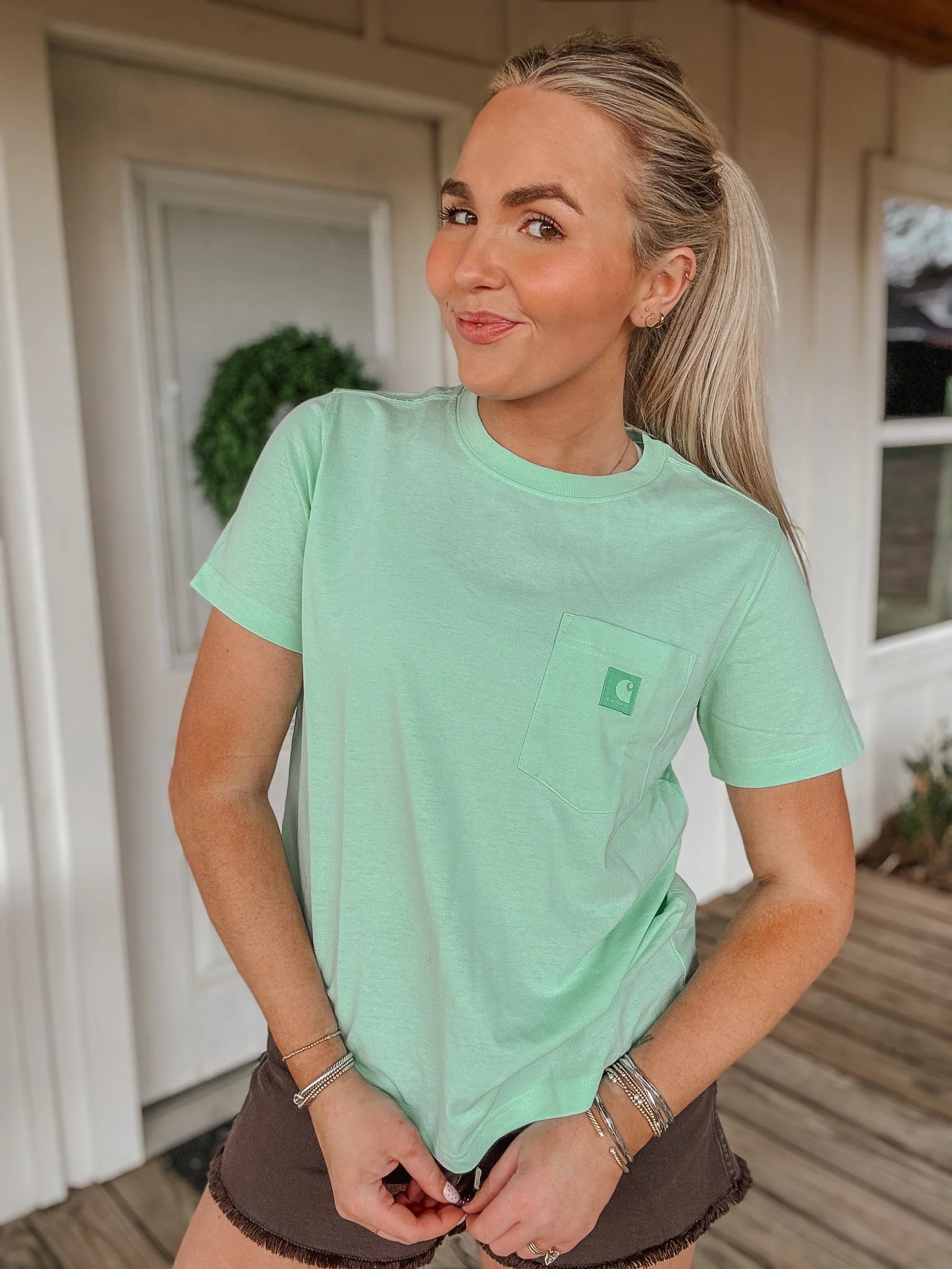 Carhartt Women's Relaxed Tee in Fresh Mint - Image 4